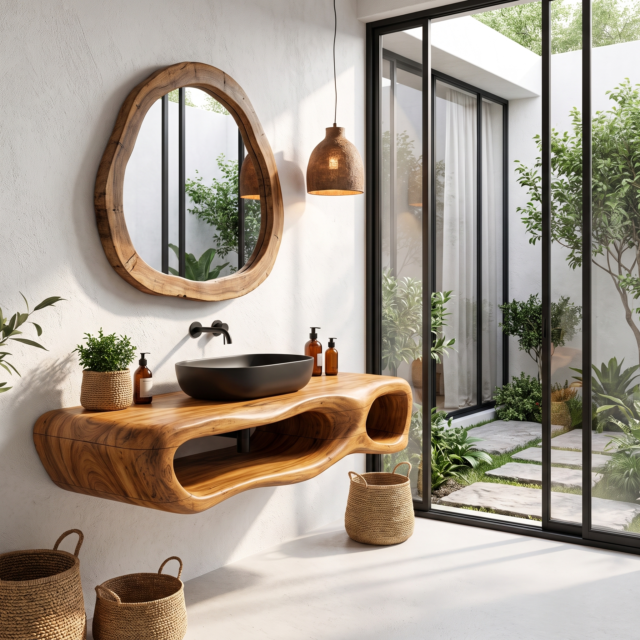 Modern Wall Mounted Bathroom Vanity With Organic Wood Base For Bathroom SINLHABRV323