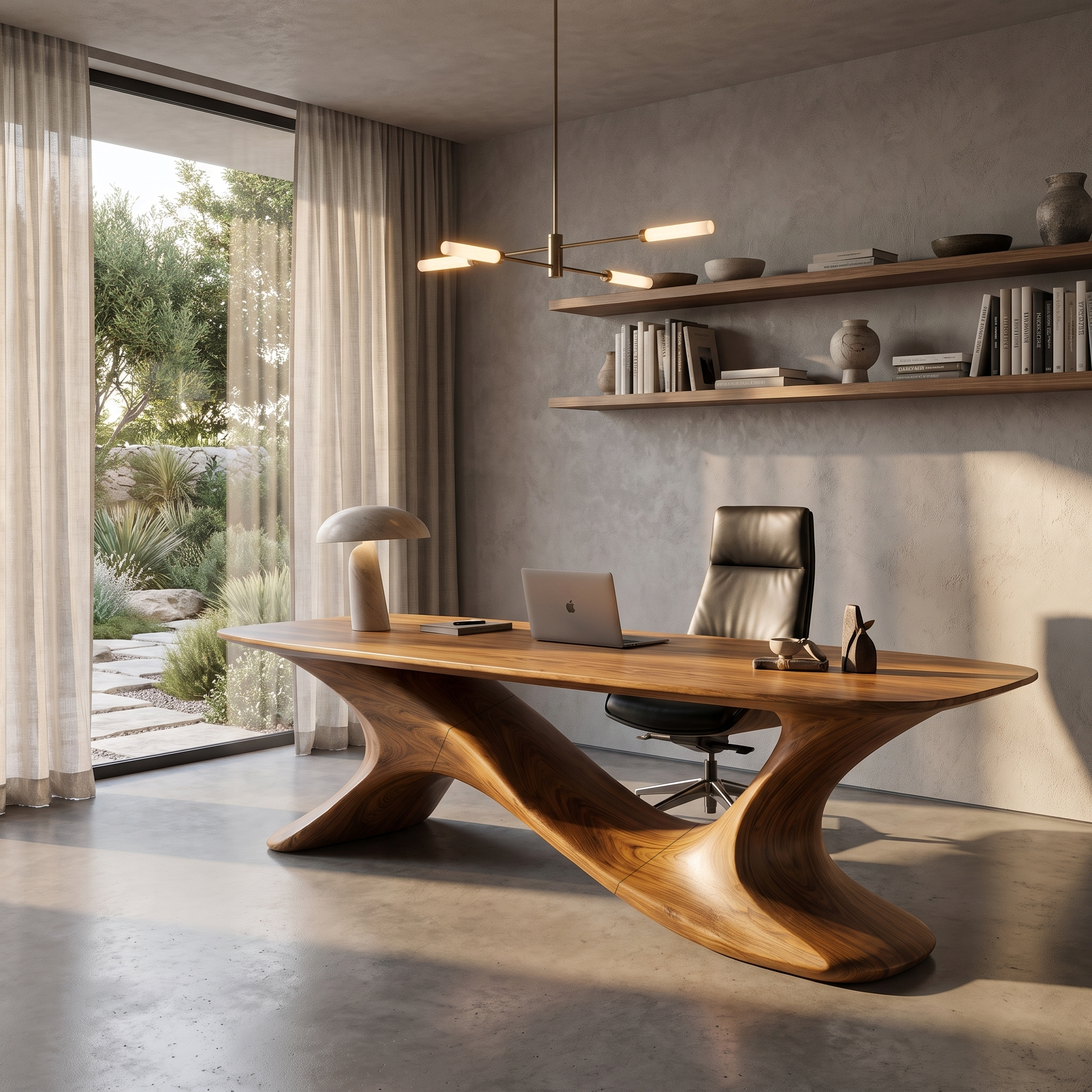 Rustic Open Loop Desk Solid Wood Writing Desk For Home Office SINLHADE161
