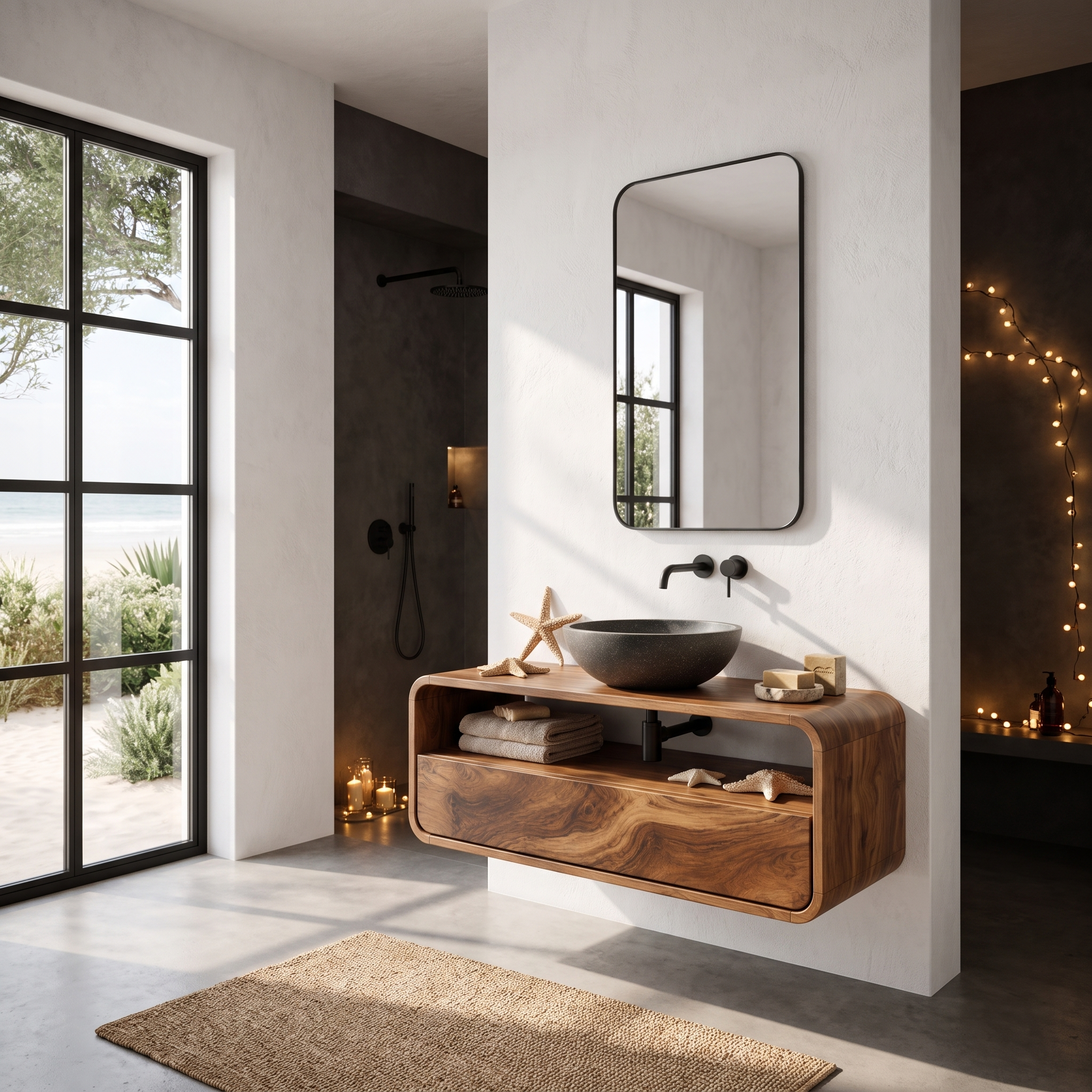 Rustic Floating Bathroom Vanity With Built In Storage Drawer For Bathroom SINLHABRV317