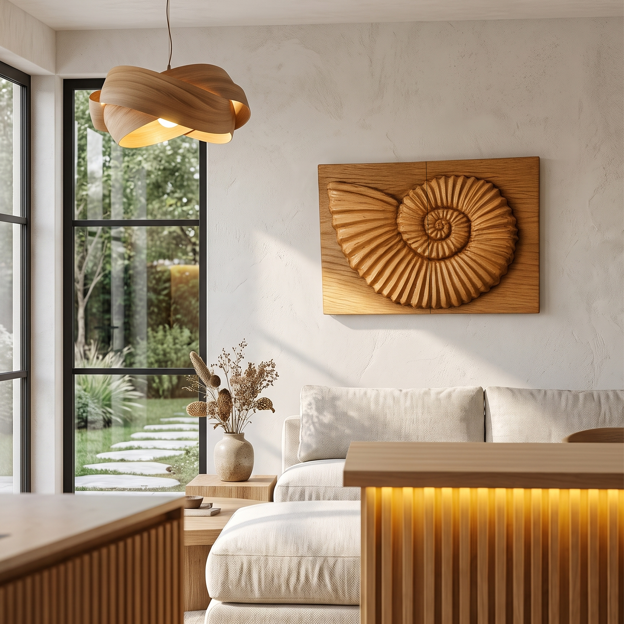 Modern Ammonite Fossil Decorative Wall Panel For Living Room SINLHAWA137