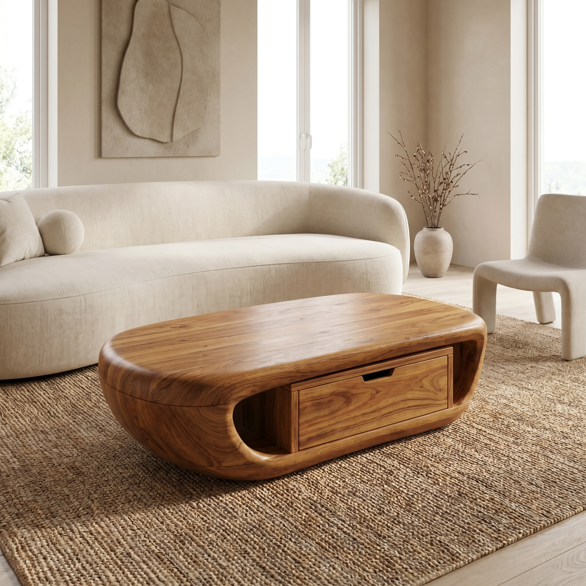 Modern Coffee Table With Built In Storage Shelf For Living Room SINLHACF369