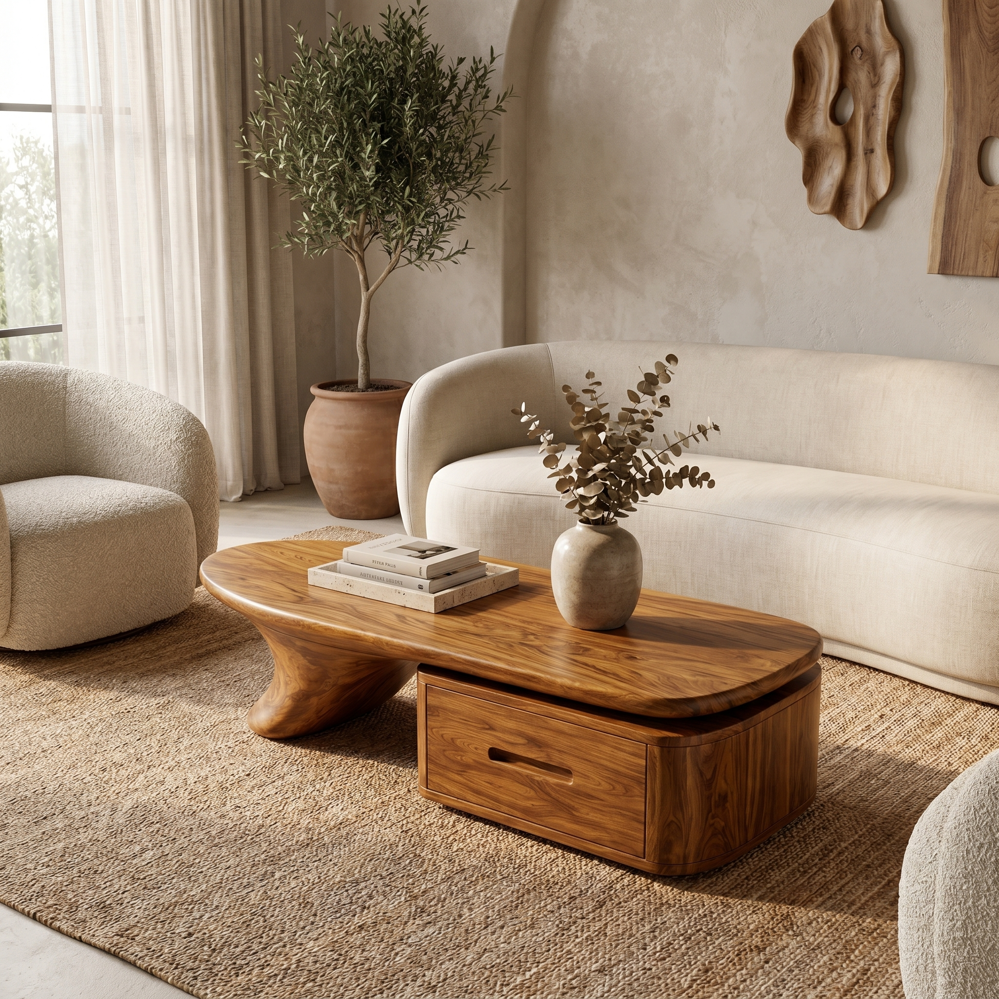 Modern Coffee Table With Built In Drawer Storage For Living Room SINLHACF373