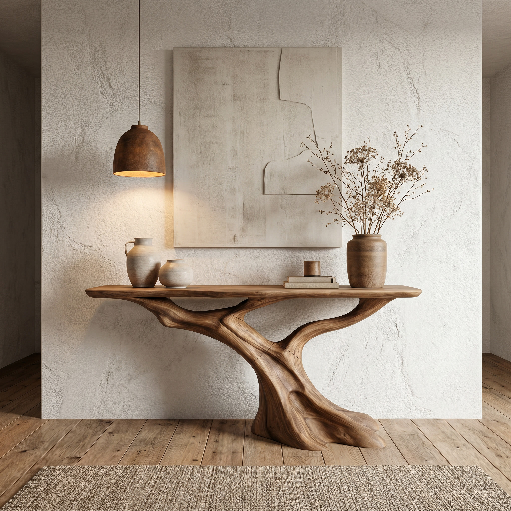 Nature Inspired Console Table With Tree Root Base For Entryway And Living Room SINLHACS584