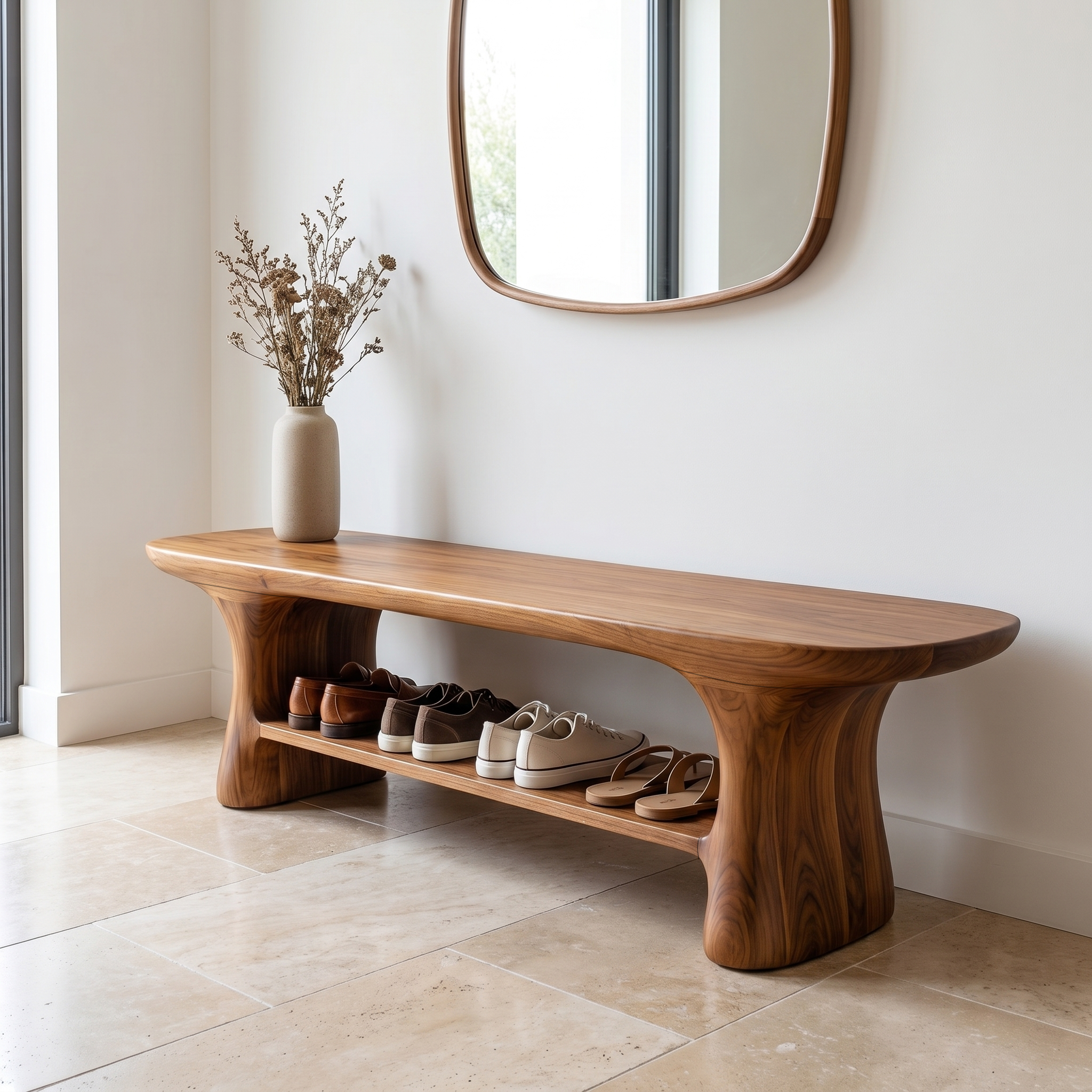 Modern Shoe Organizer Bench With Multi Tier Storage SINLHASB093