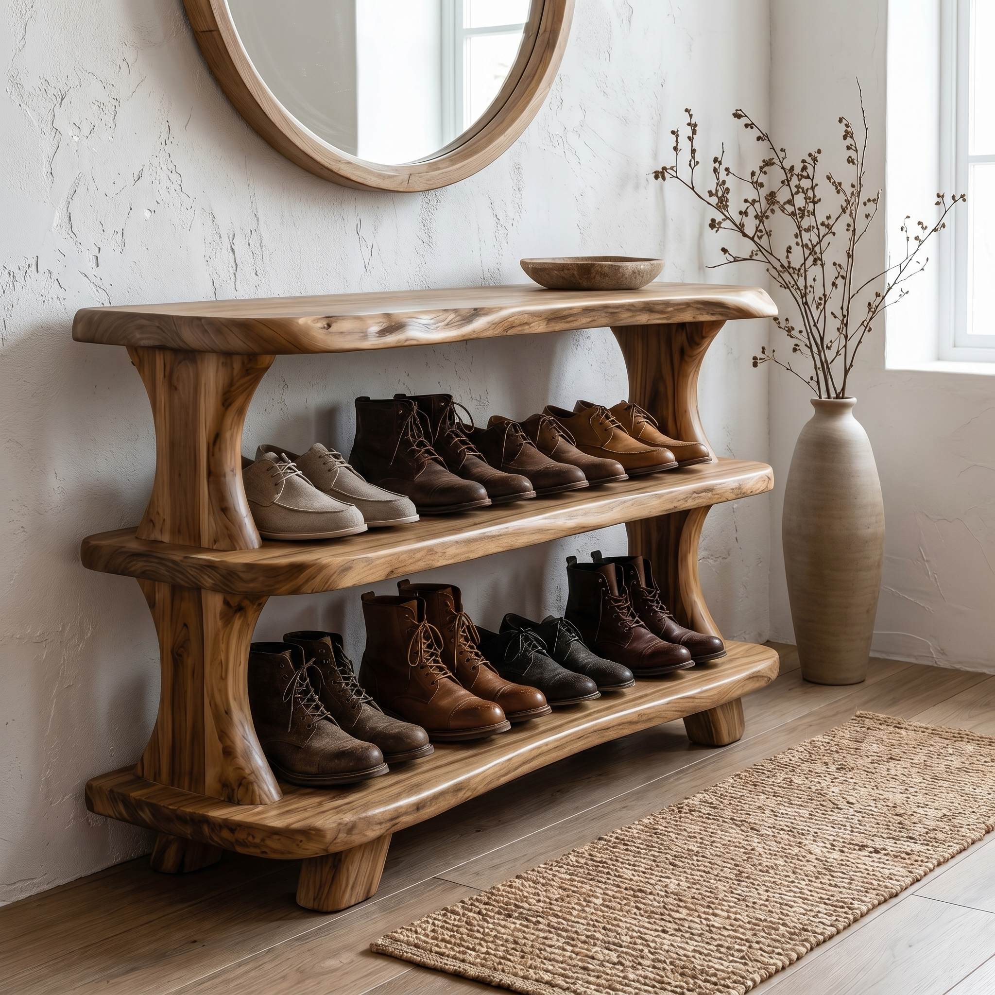 Modern Shoe Rack Sculptural Storage Design For Entryway SINLHASB095
