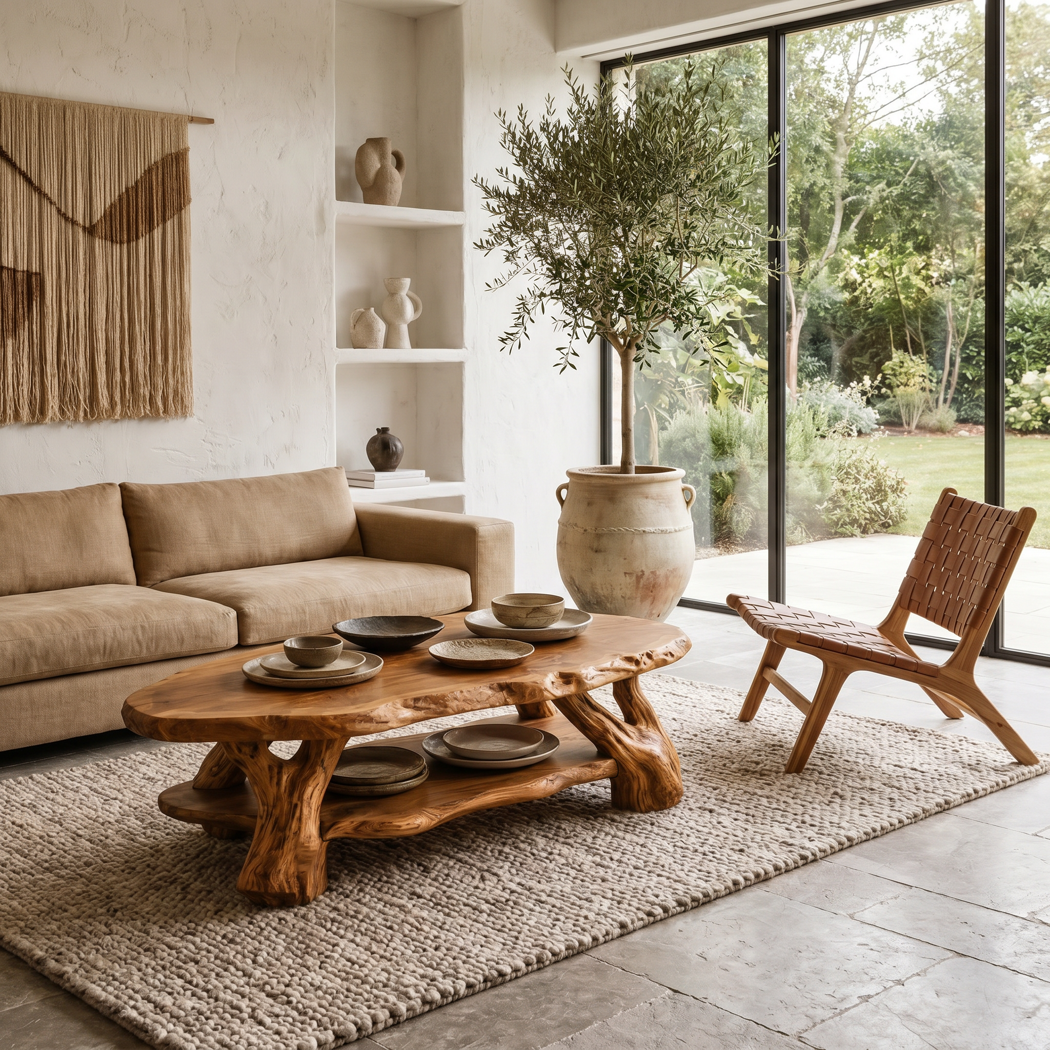 Nature Inspired Coffee Table With Sculptural Root Wood Design For Living Room SINLHACF390