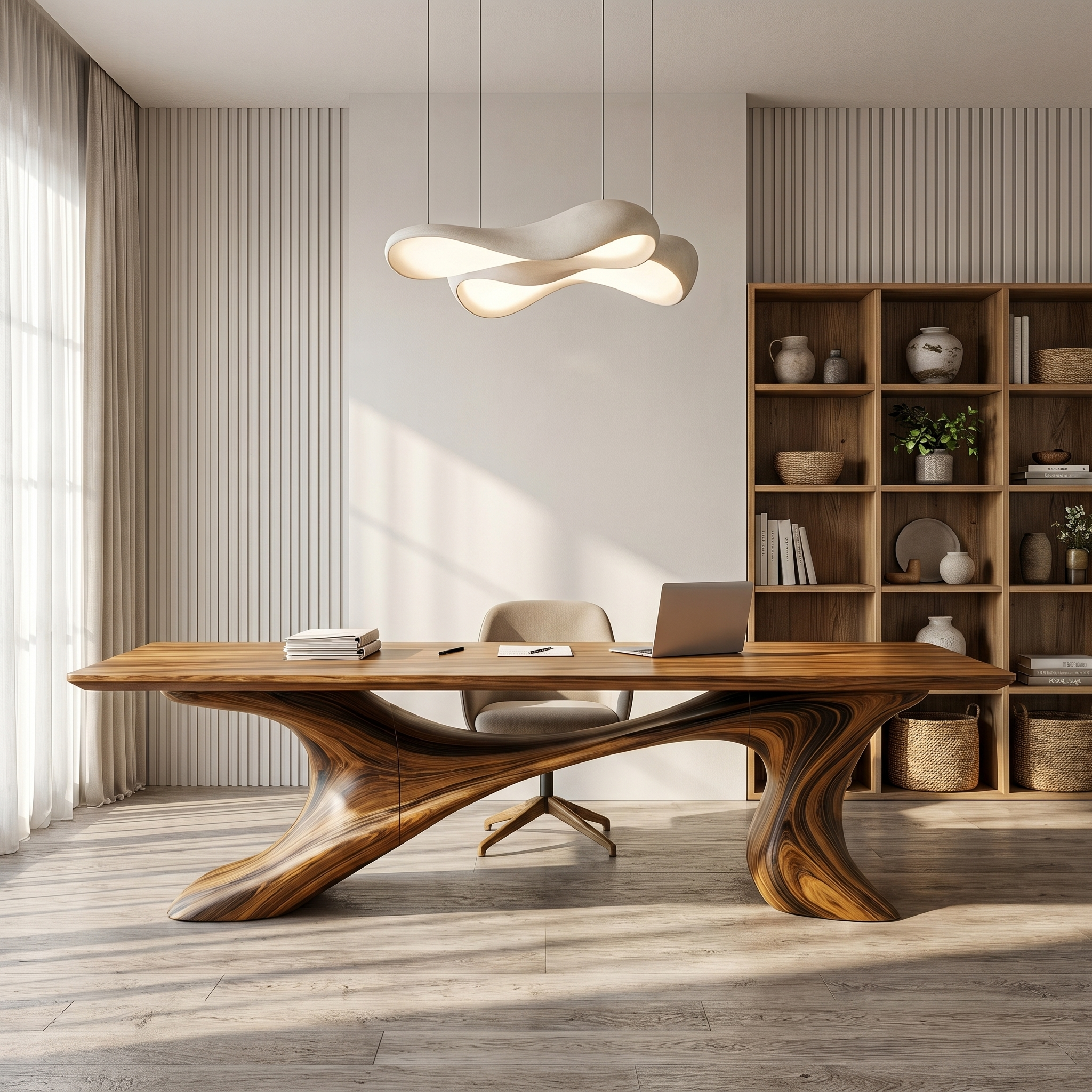 Sculptural Office Desk Organic Modern Furniture For Executive Workspace SINLHADK142