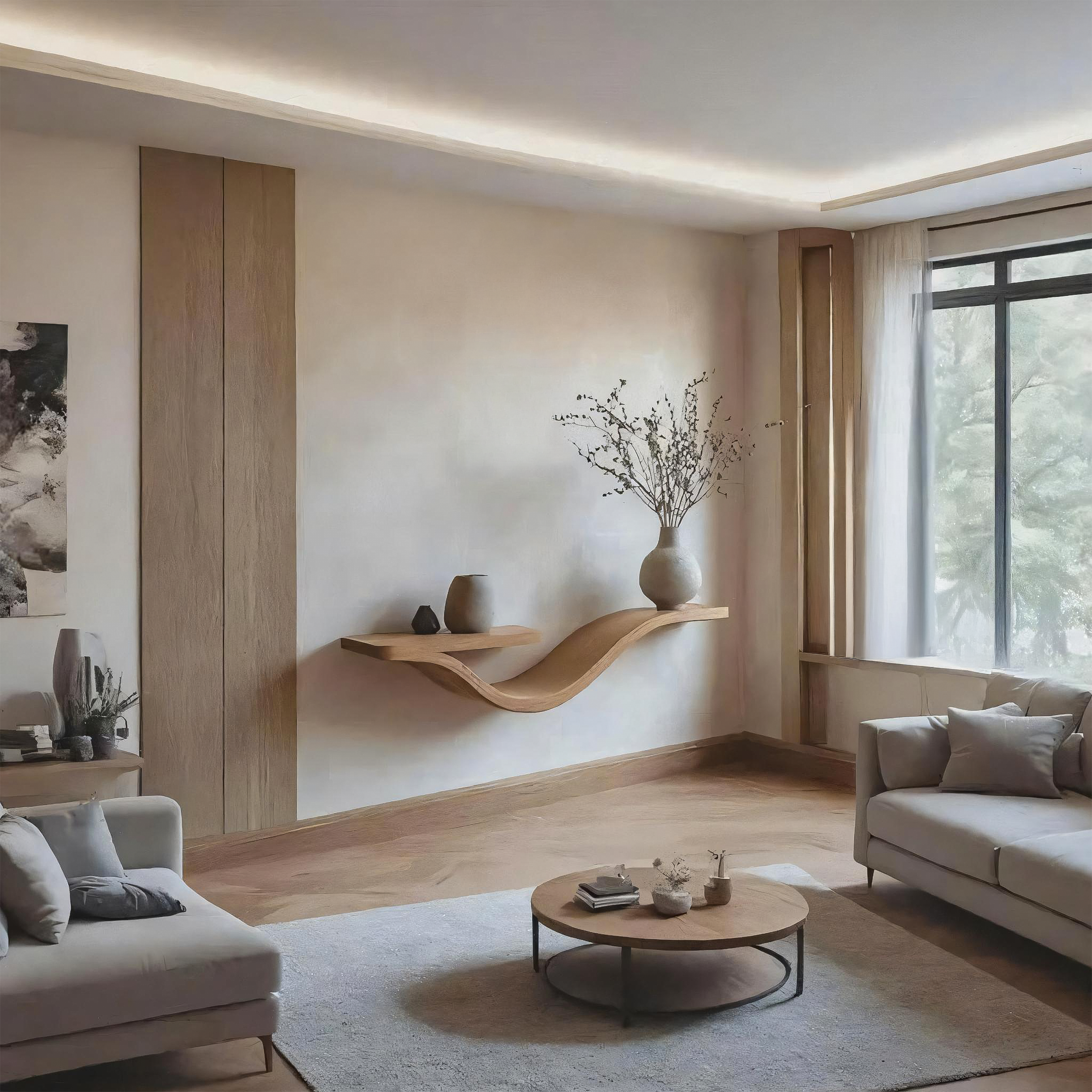 Rustic Wavy Floating Shelf Live Edge Decorative For Living Room SINLSAWV008