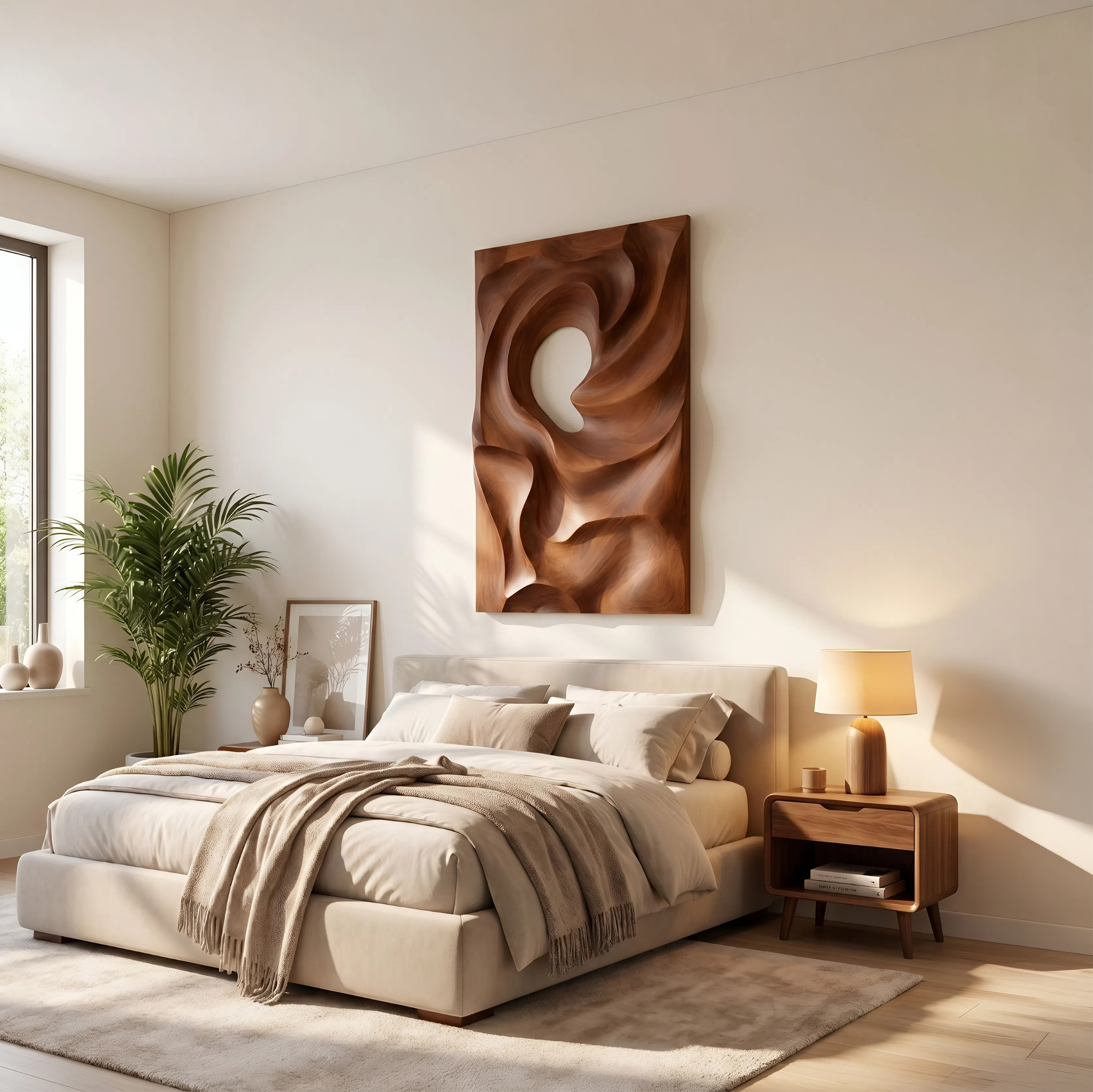 Mid Century Organic Wall Art Panel For Bedroom Interior SILDTTNWA077