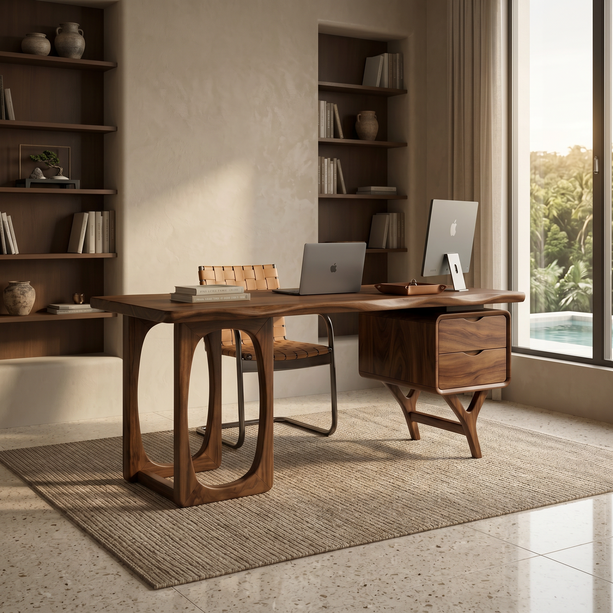 Organic Dual Pedestal Executive Desk Luxury Office SILDTTRDE030