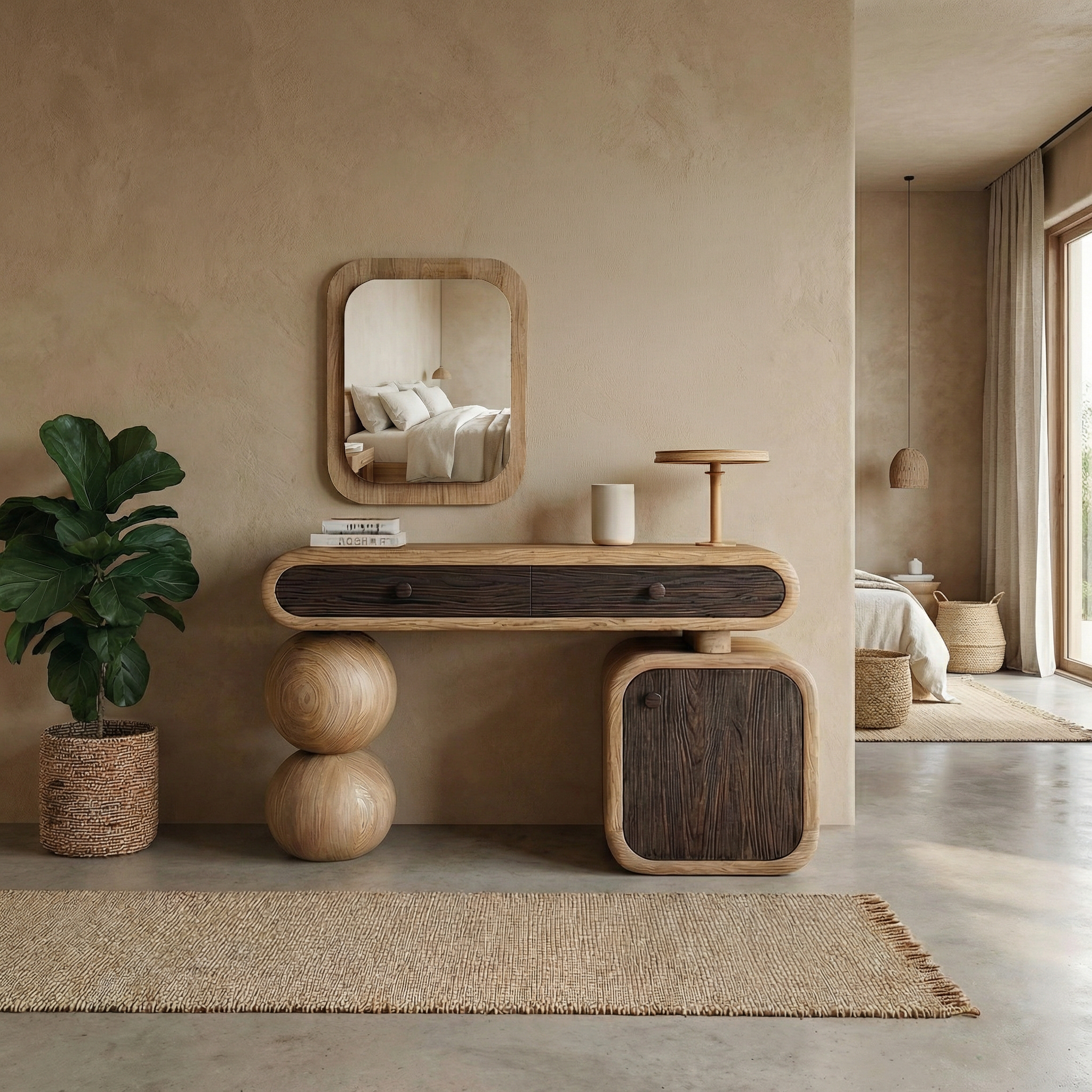 Organic Modern Wooden Dressing Table Bedroom Or Vanity Area SINLSABDT047