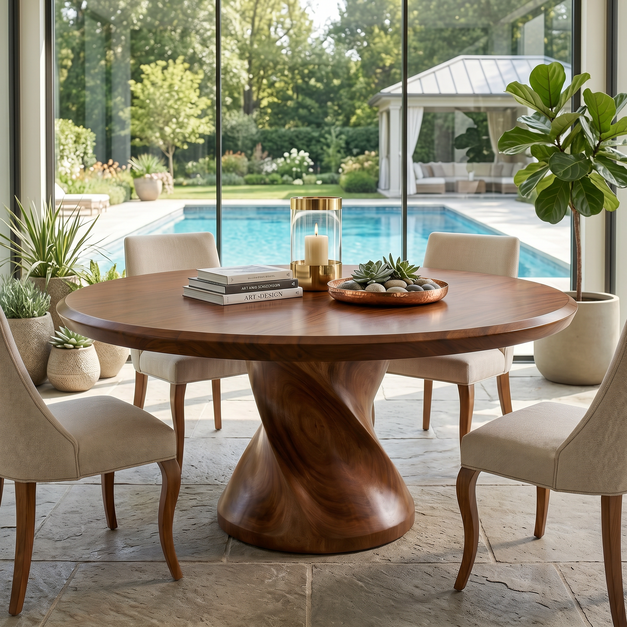 Sculptural Trestle Table For Tropical Dining Room SILDTTRDN073