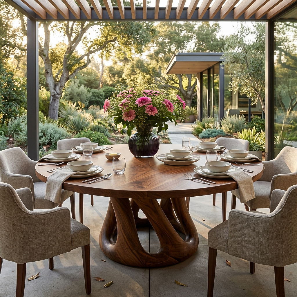 Modern Wooden Dining Table With Pedestal Base For Kitchen RTTHTTDN056