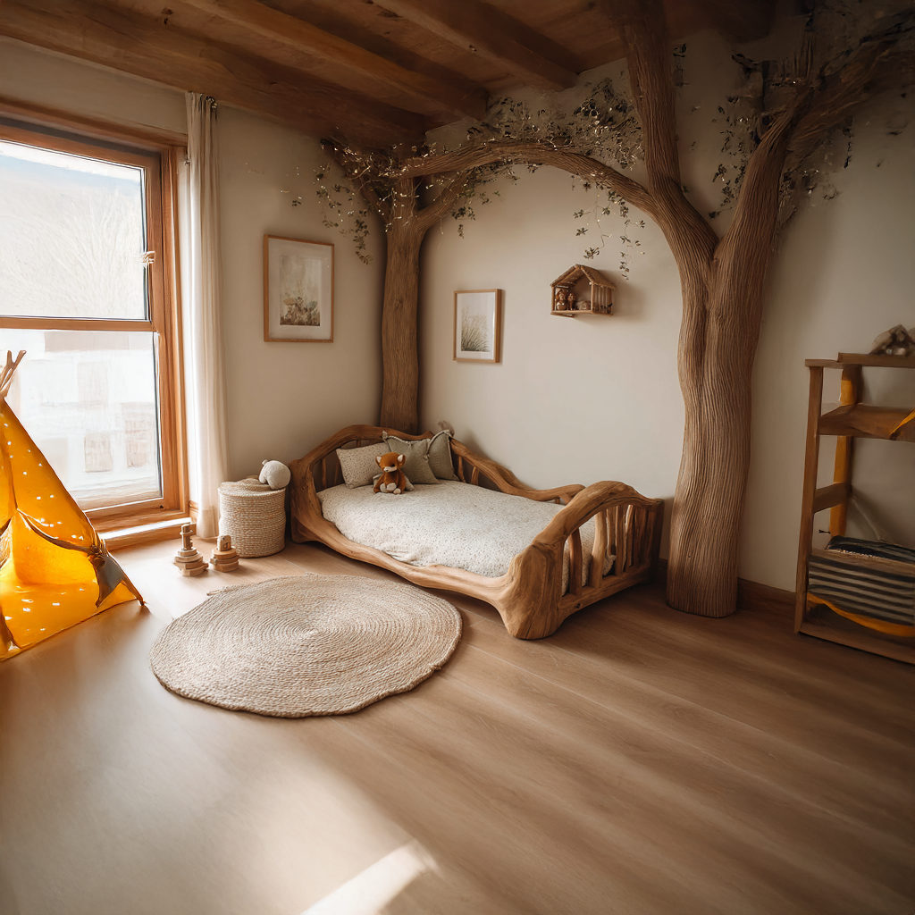 Rustic Toddler Bed Montessori Room SINLSAWB048