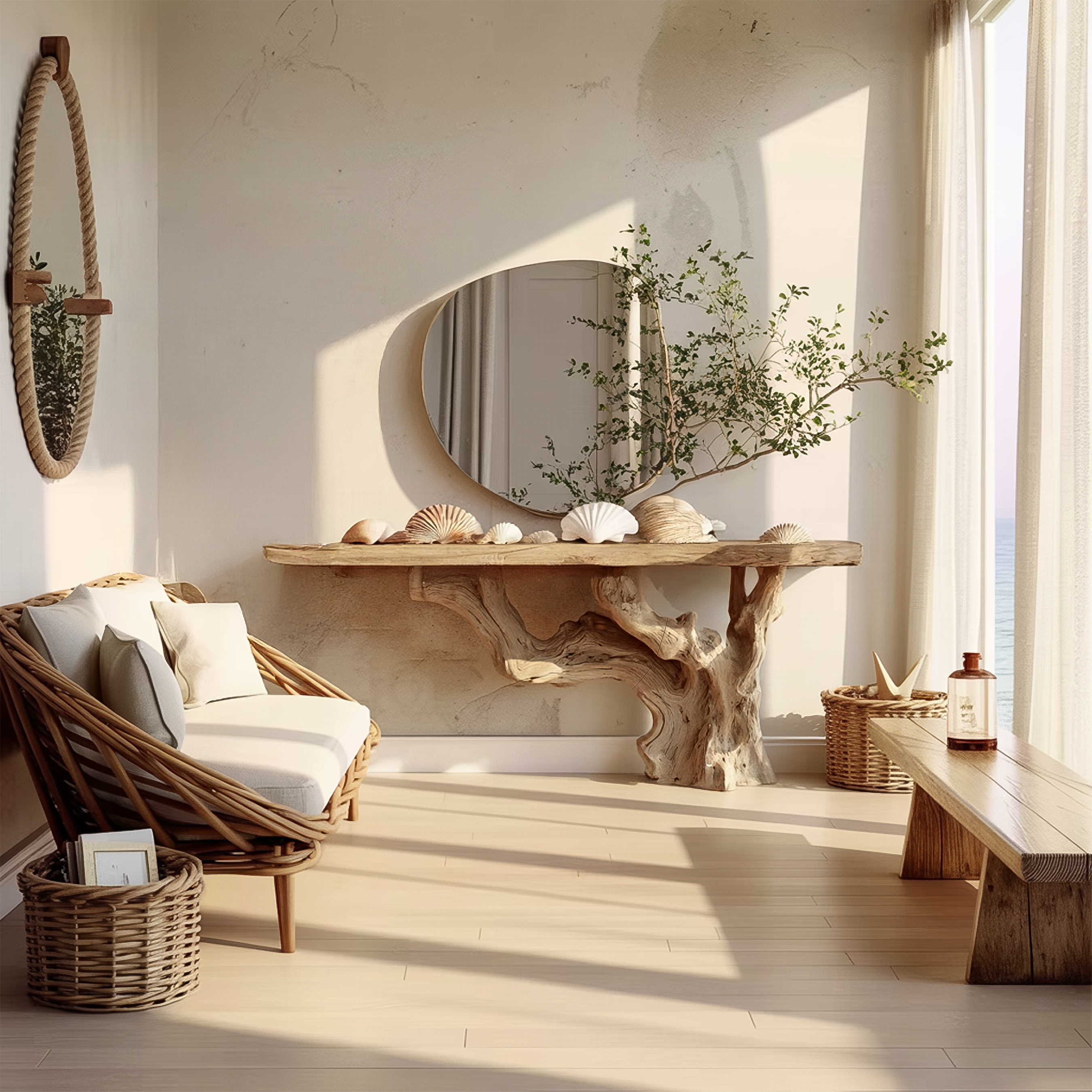 Rustic Console Table Sculptural Wood Base Art Gallery SINLSACS378