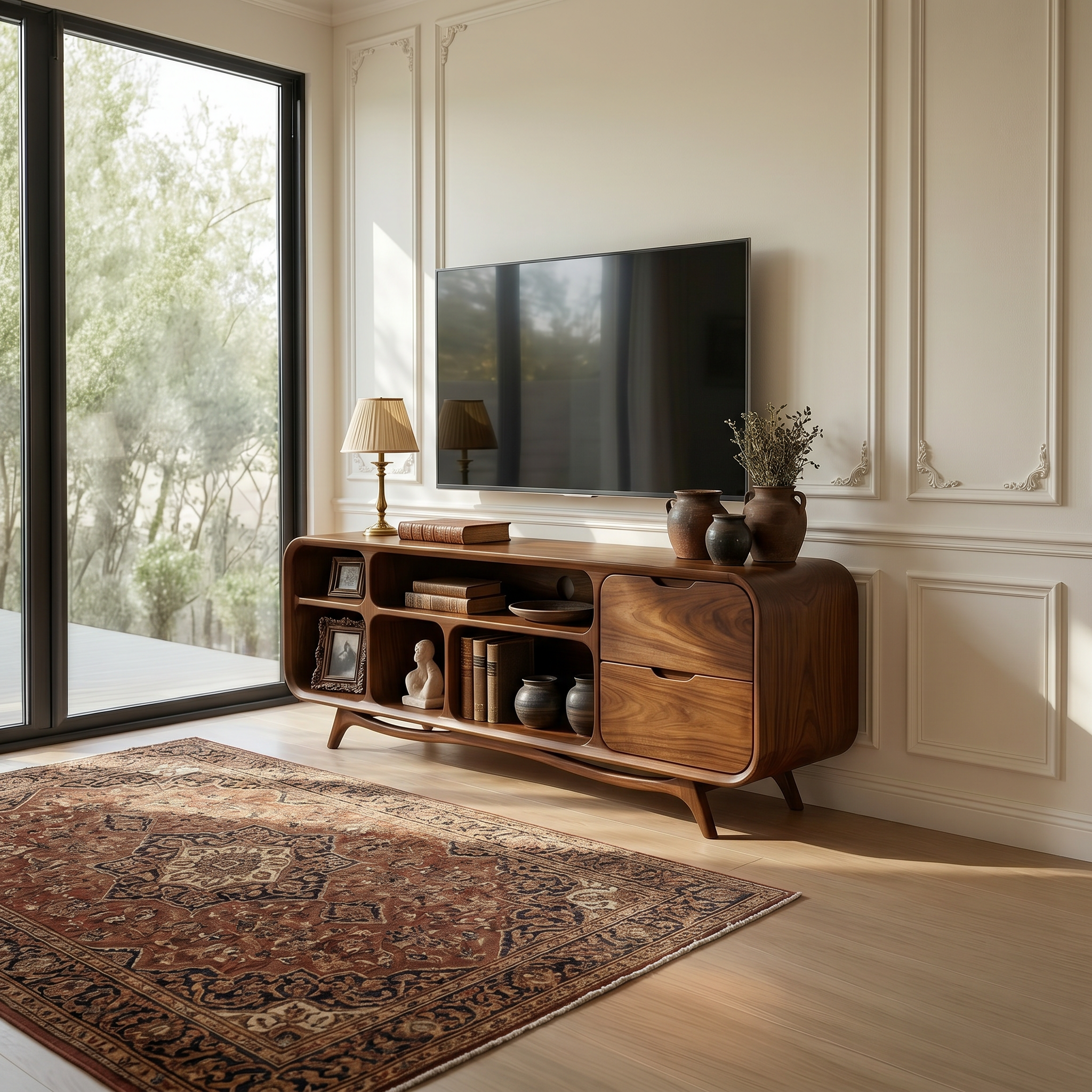 Organic Modern TV Stand For Luxury Apartment SILDTTRTVC080