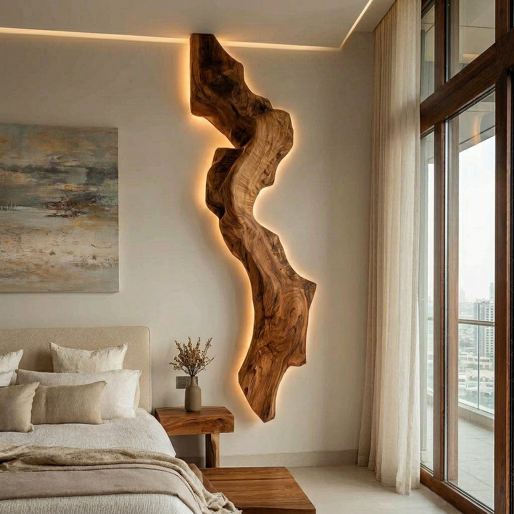 Abstract Live Edge Wall Lamp For Bedroom RTTHHNLAM050