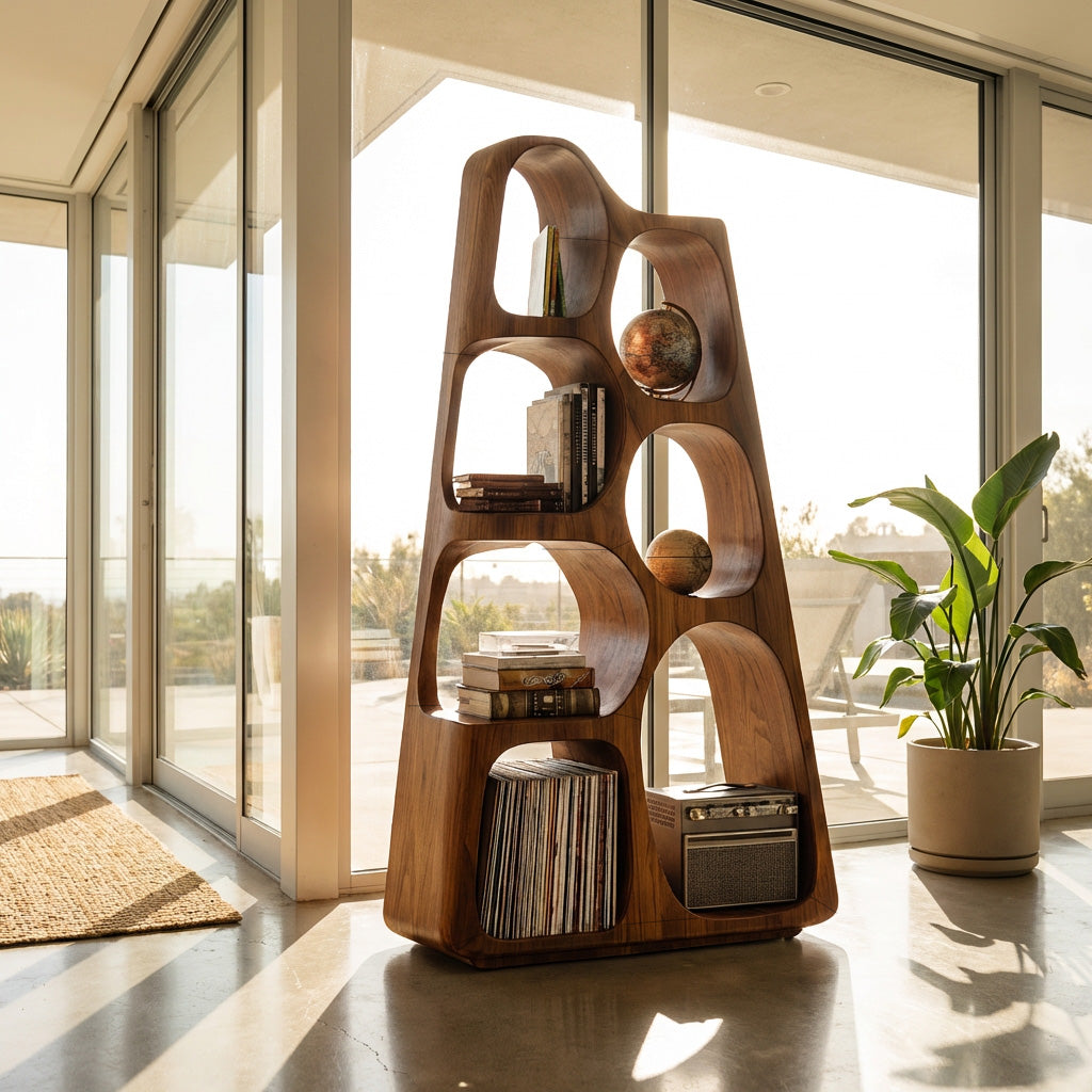 Organic Wooden Bookshelf For Japandi Furniture Decor RTTHHNBS151