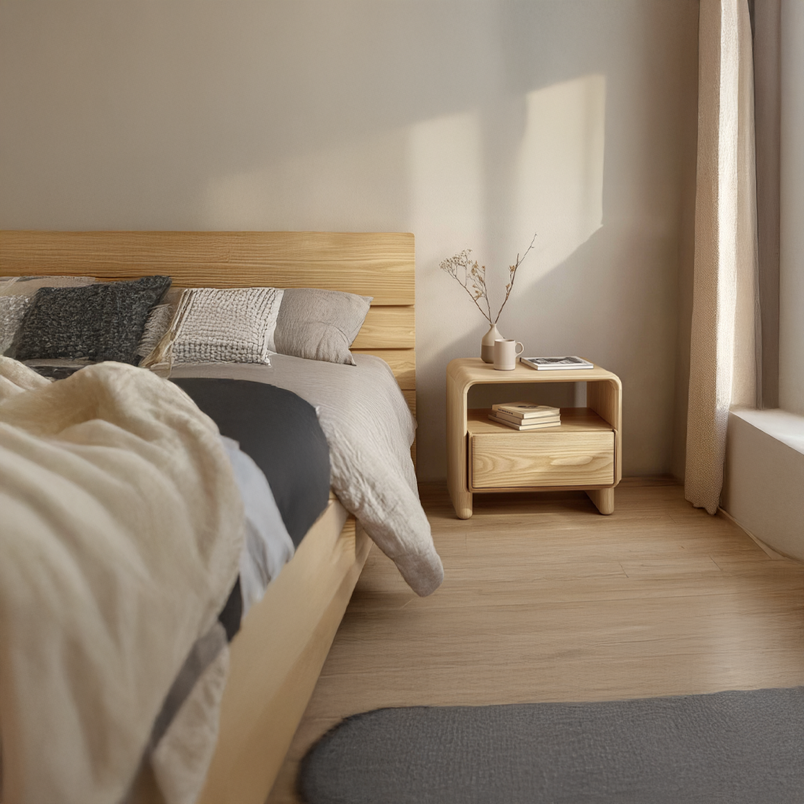 Mid Century Accent Bedside Table For Bedroom SINLSABT177