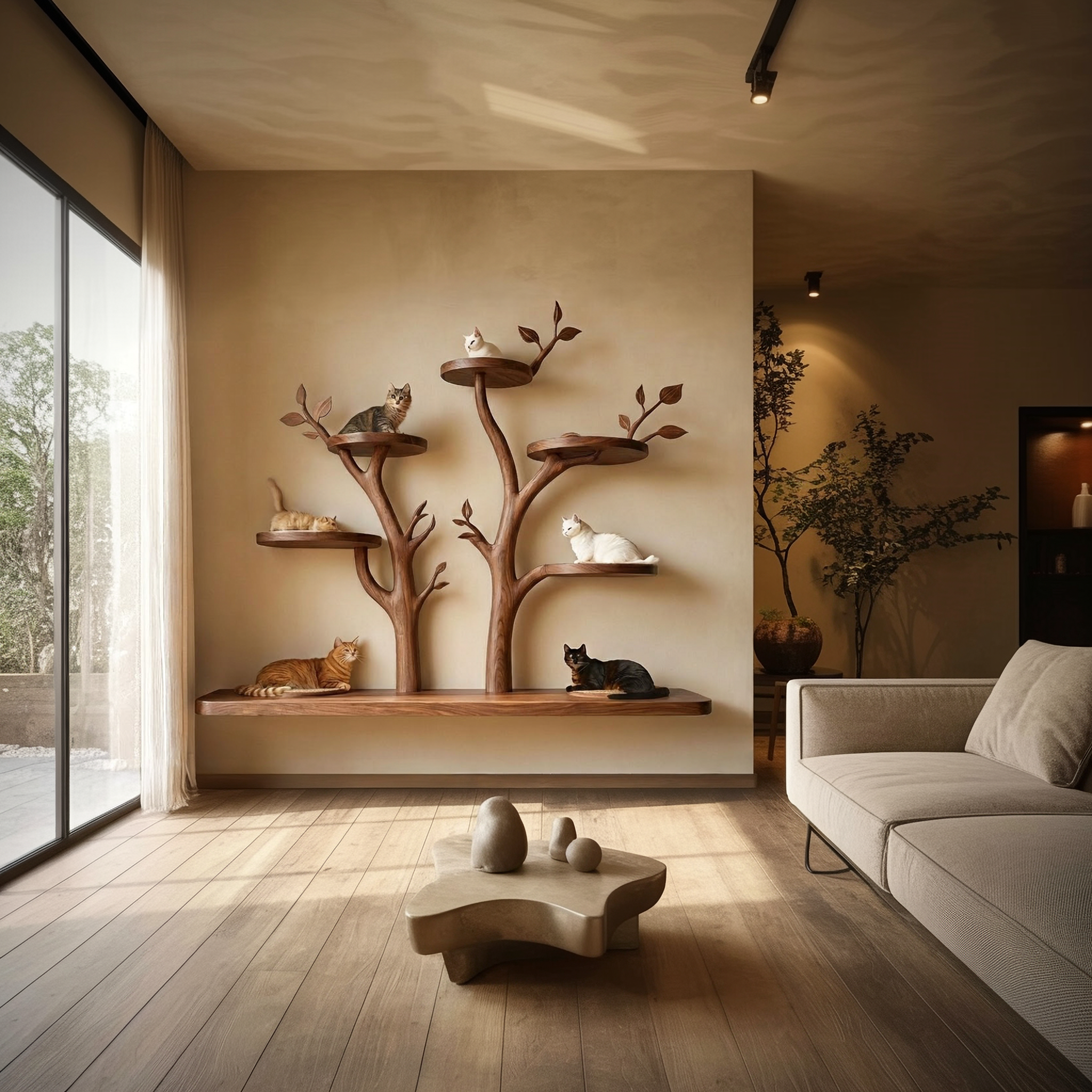 Rustic Cat Wall Display Living Room Or Contemporary Home SINLSATT120