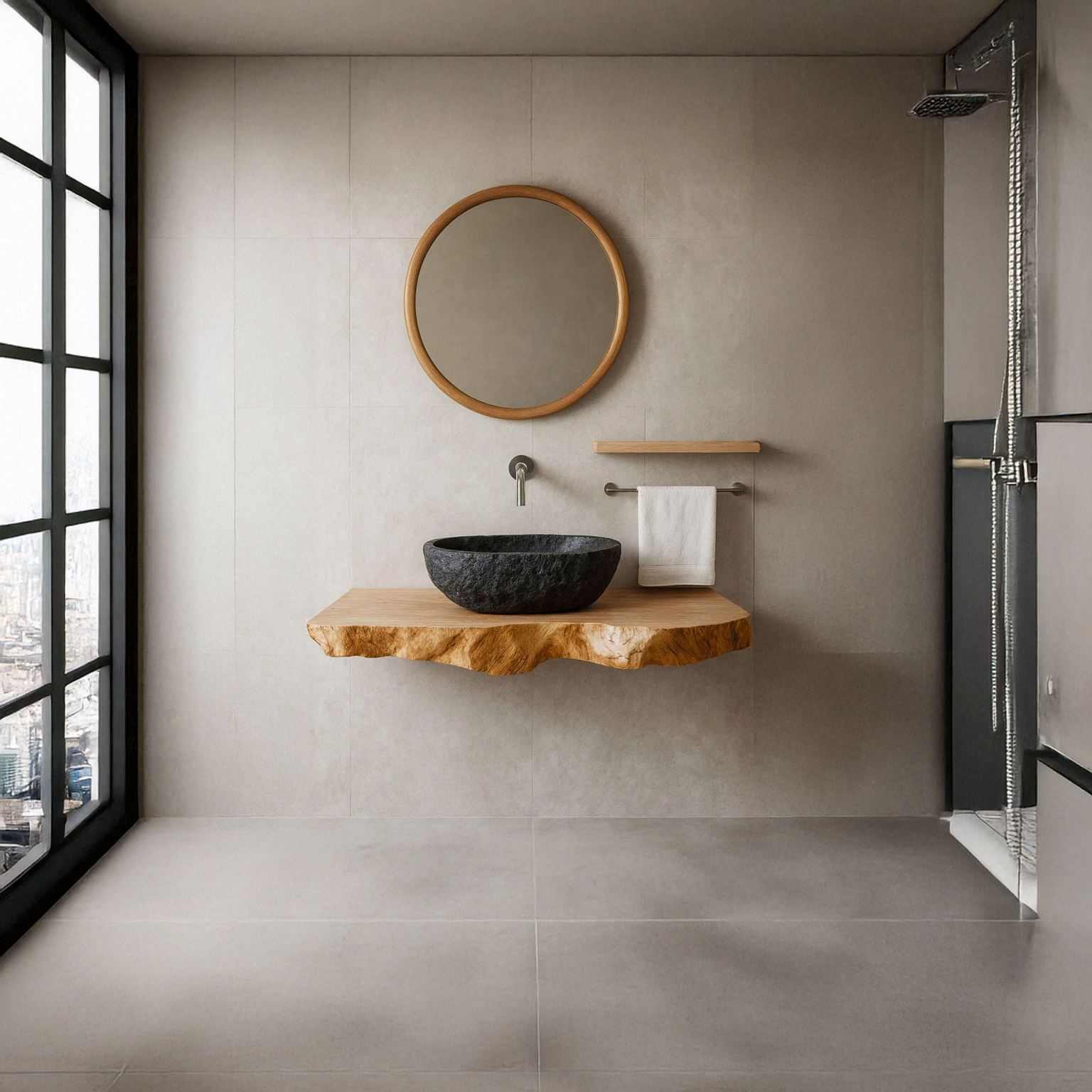 Midcentury Floating Shelf Basin Stand Bathroom SINLSABRV092