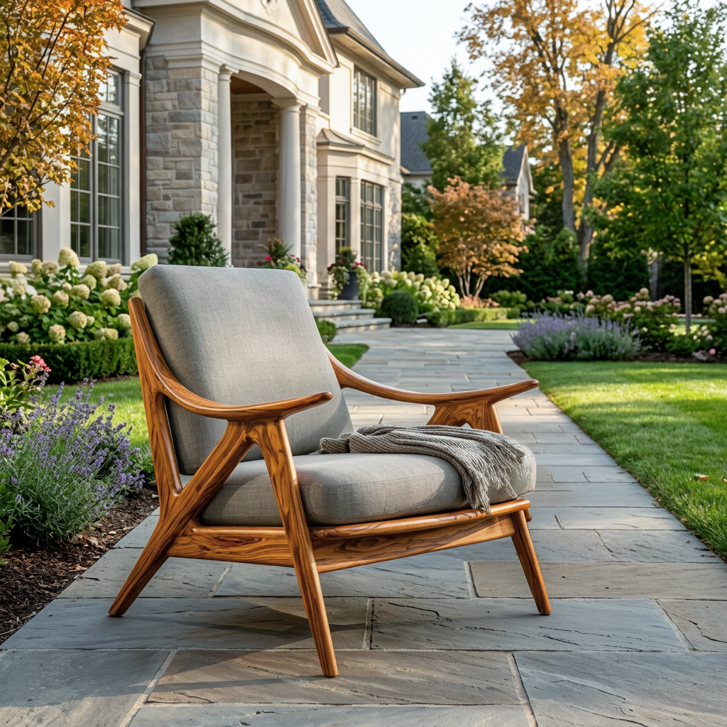 Contemporary Wood Accent Chair With Sculptural Frame For Living Room RTTHTTACC029