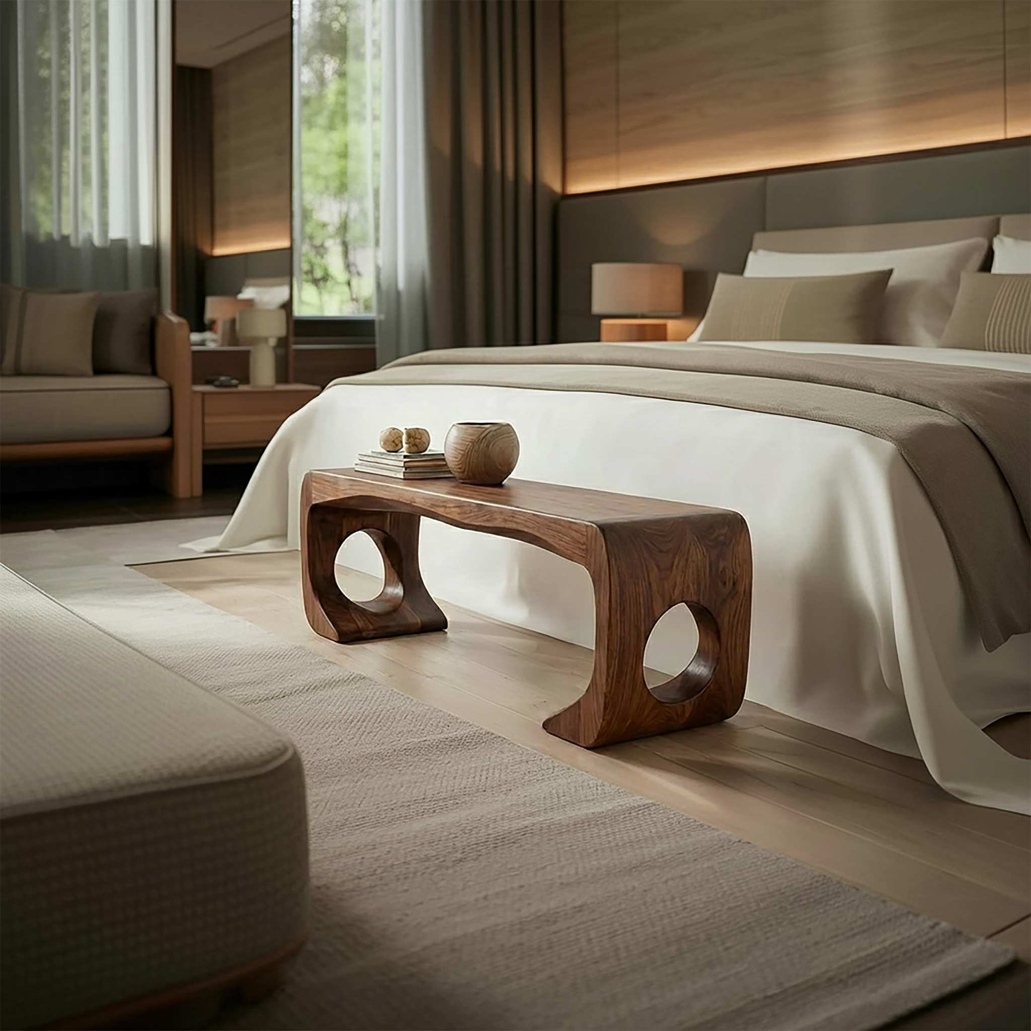 Rustic Modern Sculptural Bench For Entryway And Gallery Space SINLSARS081