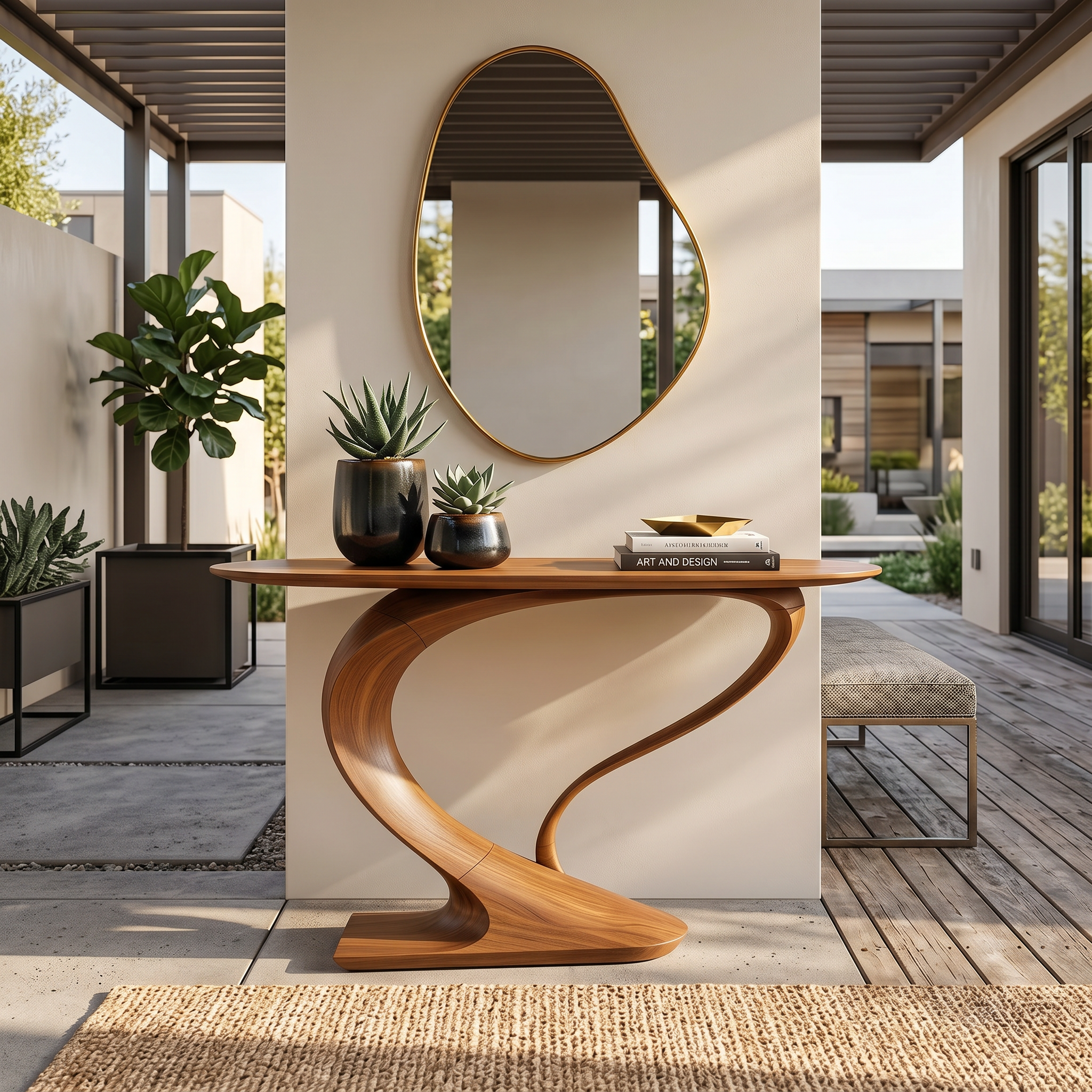 Contemporary Curved Console Table Modern Residence SILDTTRCS076
