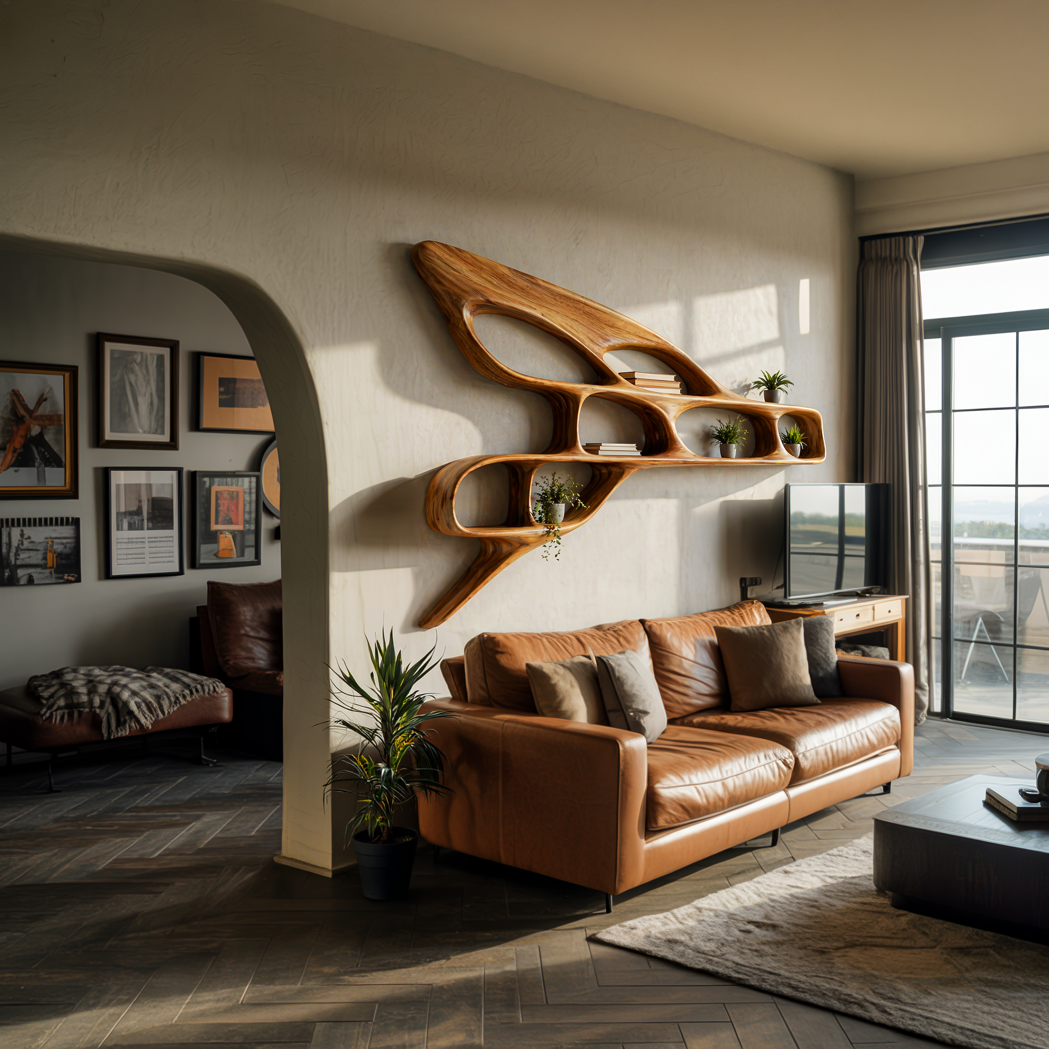 Organic Wooden Wall Bookshelf For Luxury Interior RTTHTTBS146