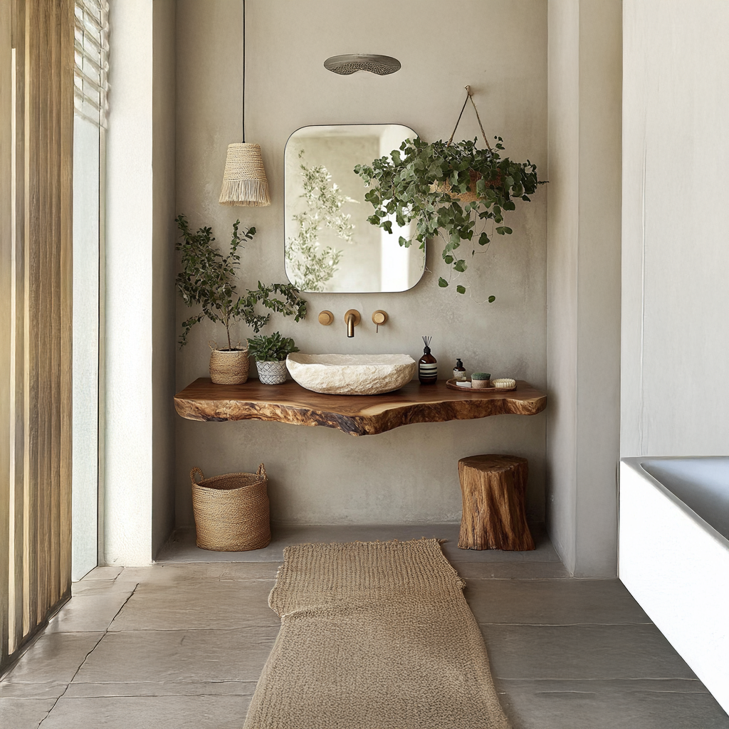 Midcentury Live Edge Shelf Vanity Bathroom SINLSABRV075