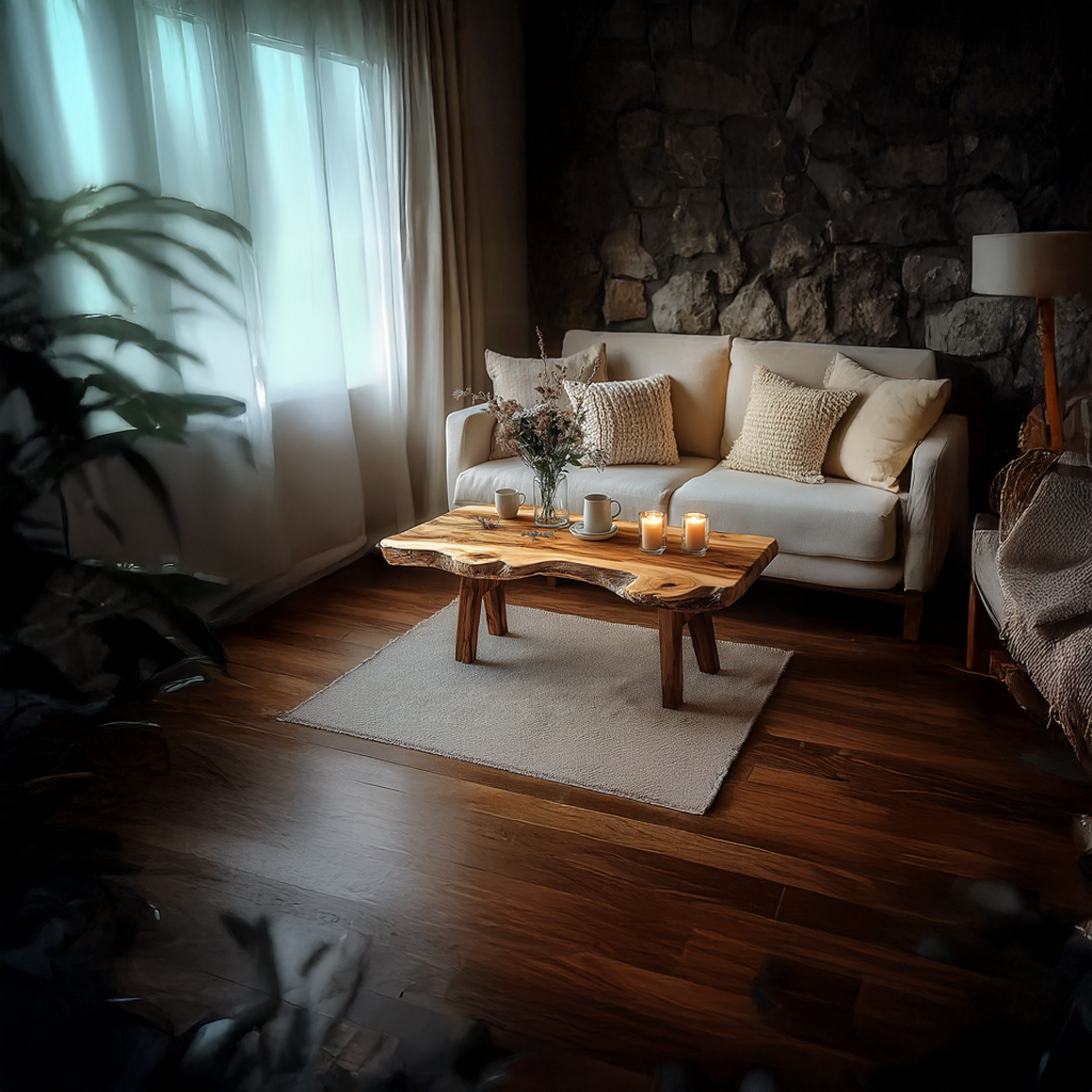 Rustic Live Edge Coffee Table Living Room Lounge Room SINLSACF216