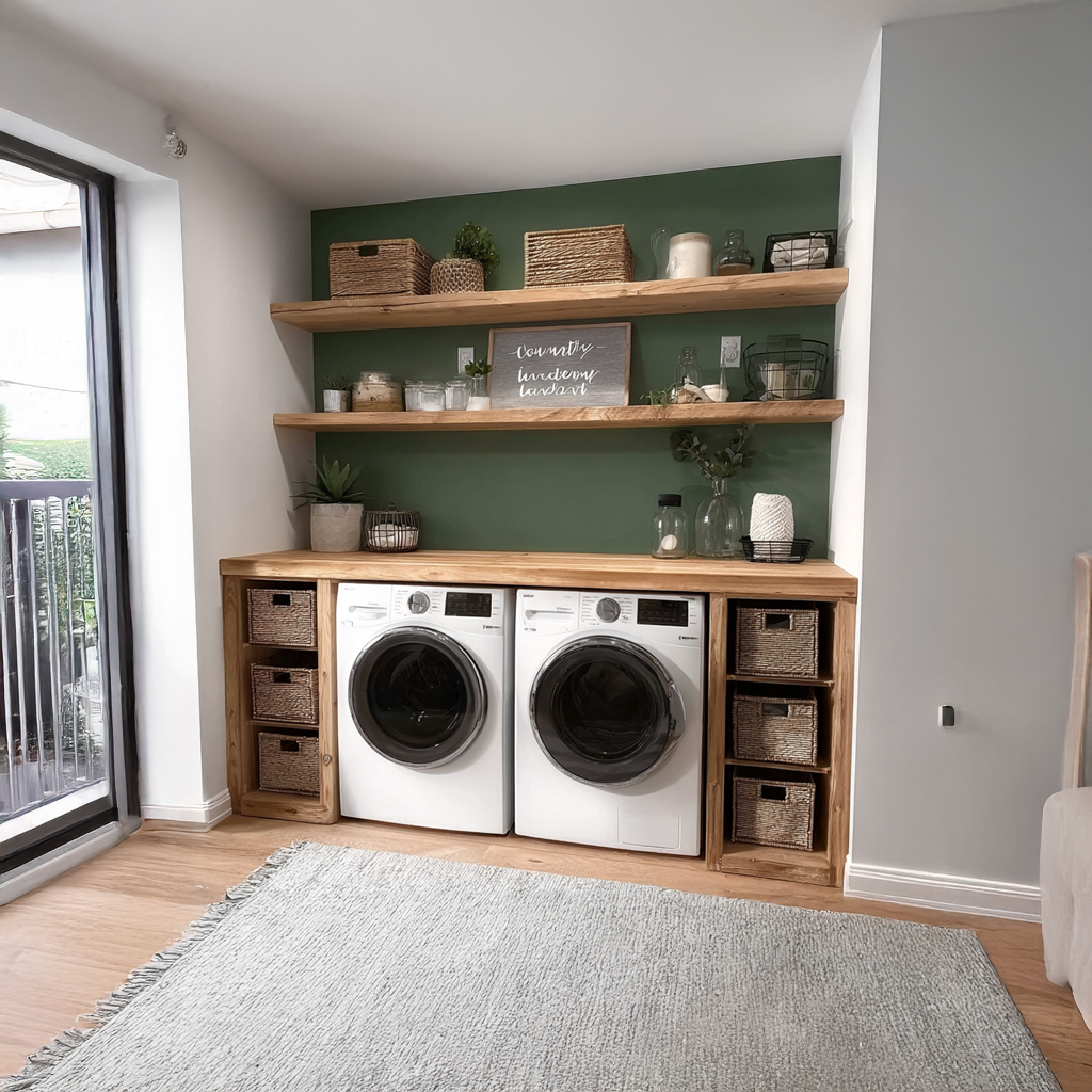 Laundry Furniture Set Solid Wood Custom Rustic Gift SINLSALN004