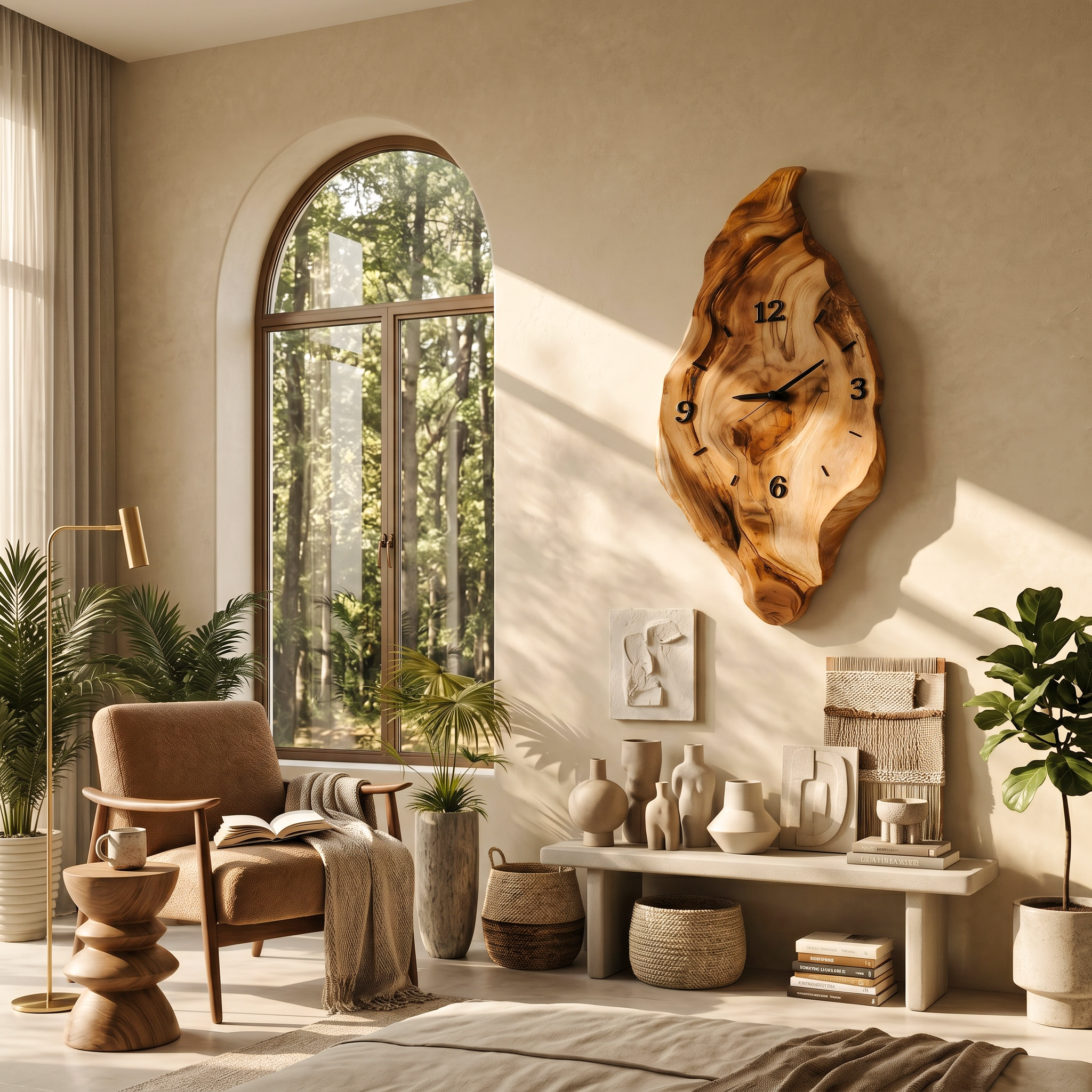 Rustic Wall Clock With Live Edge Design For Bedroom SITHTTWAC002