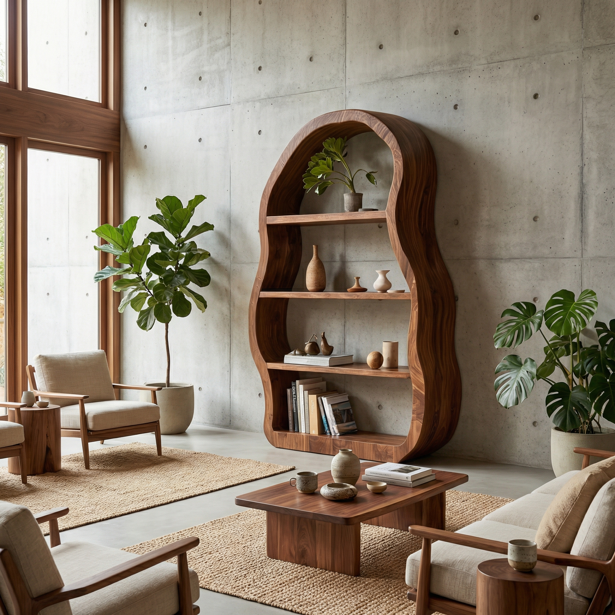 Modern Sculptural Bookshelf For Living Room And Reading Corner SINLSASC503