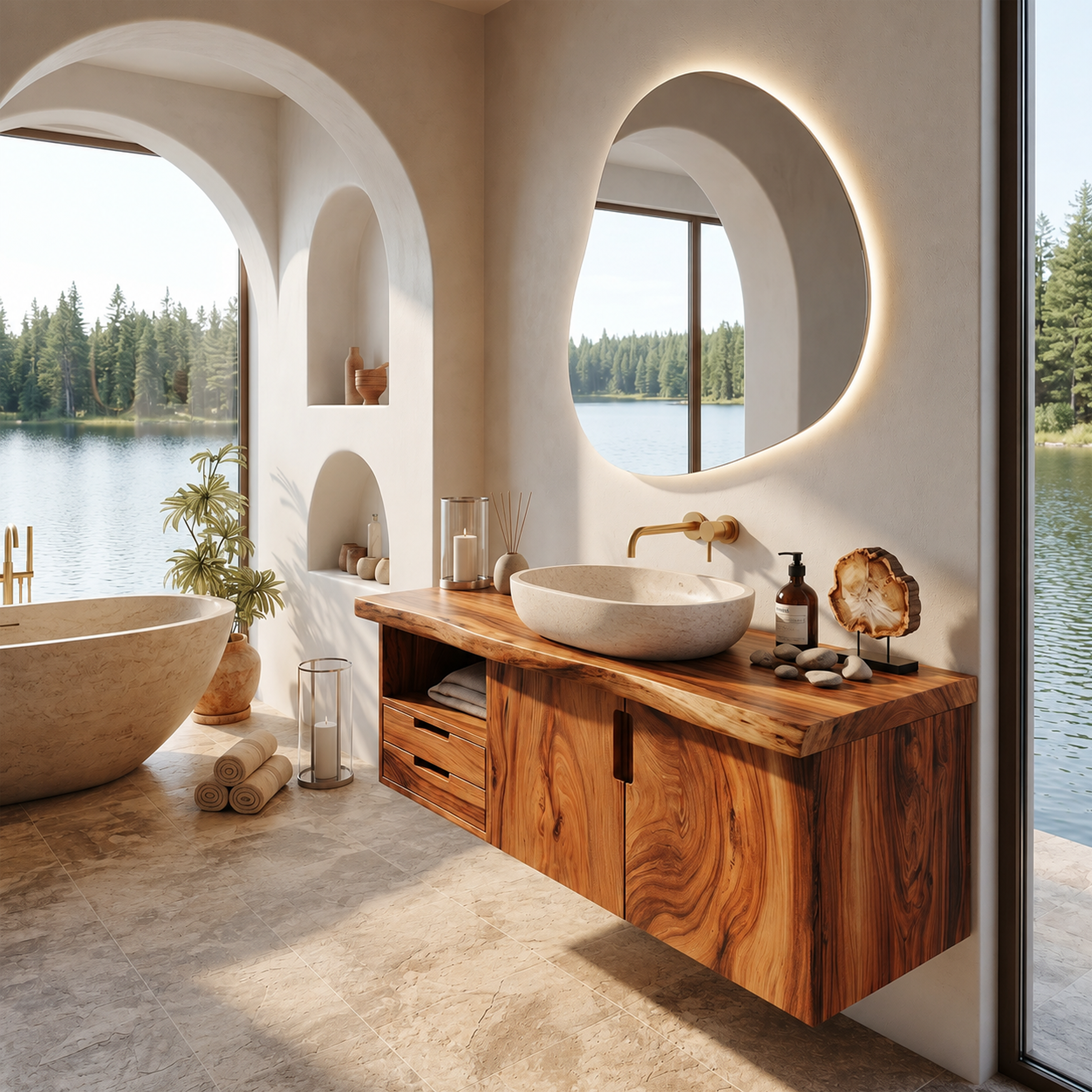Modern Double Sink Vanity Lake House Bathroom SILDTTRBRV196
