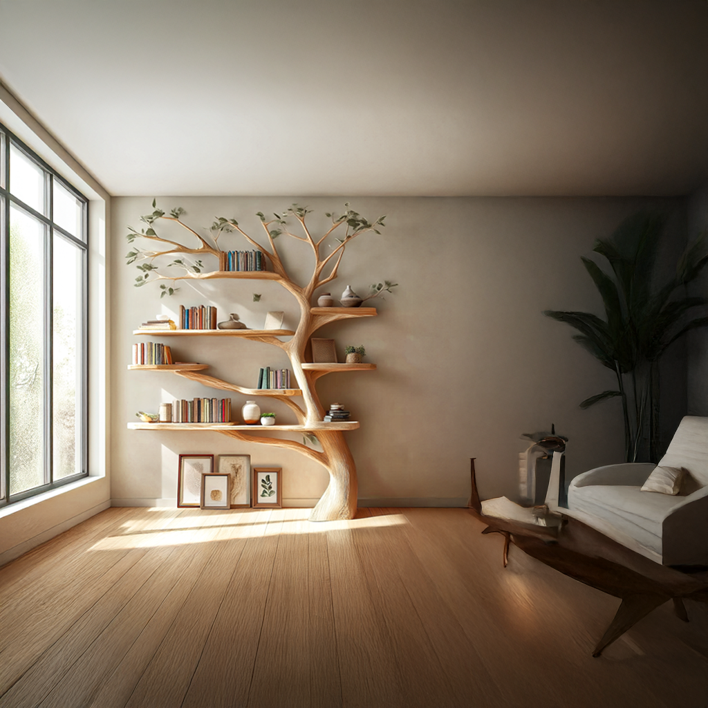 Midcentury Tree Bookshelf Living Room SINLSATB232