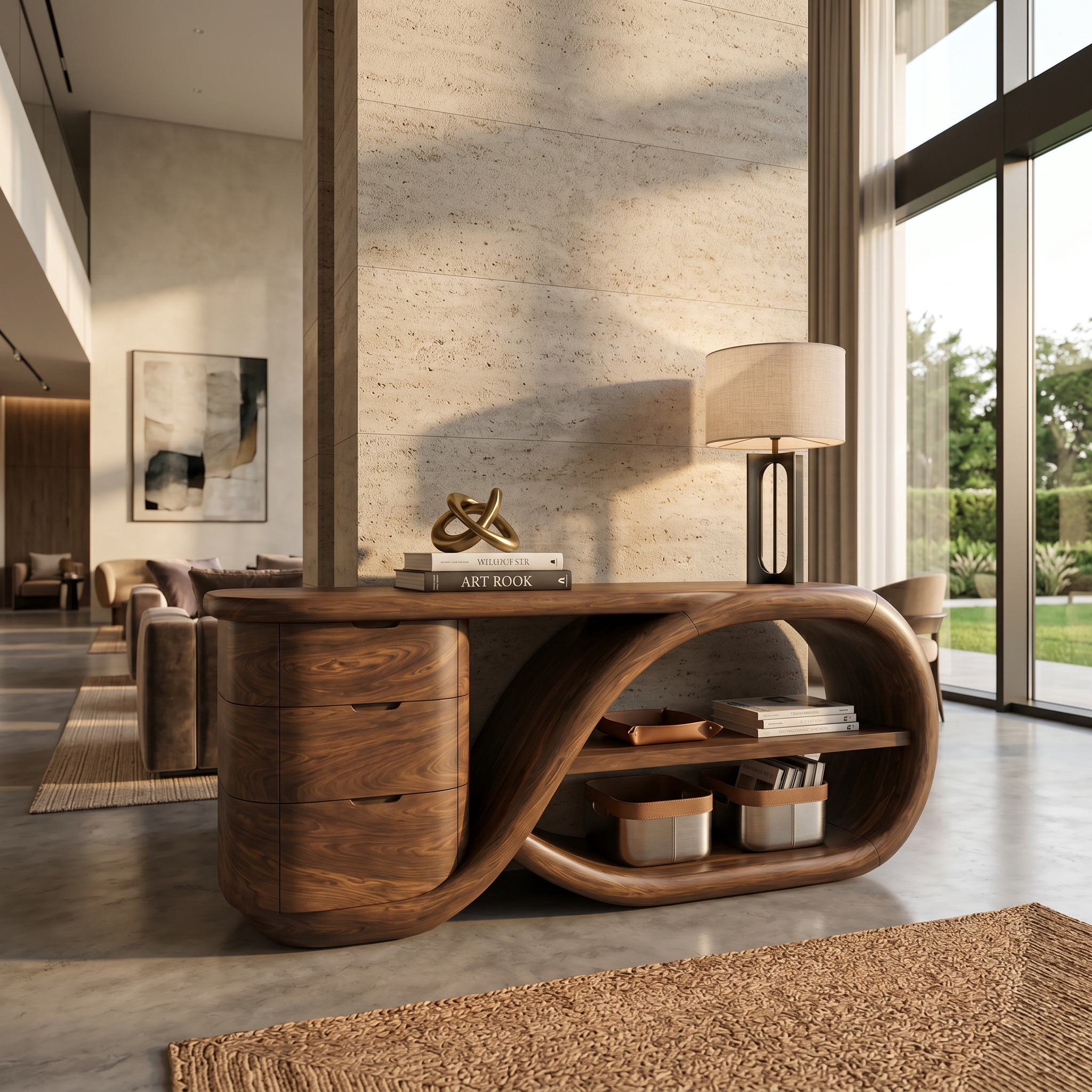 Modern Cross Base Console Table Luxury Hallway SILDTTRCS108