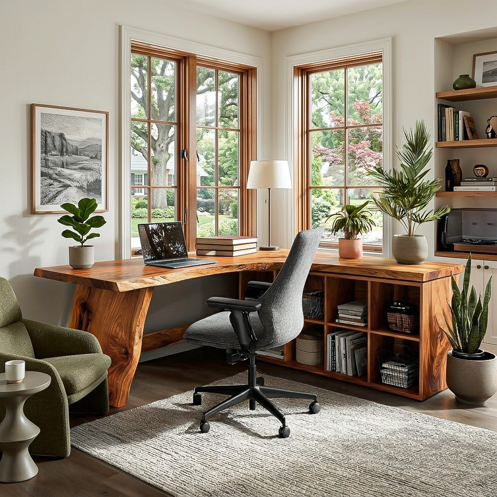 Minimalist Wooden Desk With Storage For Home Workspace RTTHTTDE073