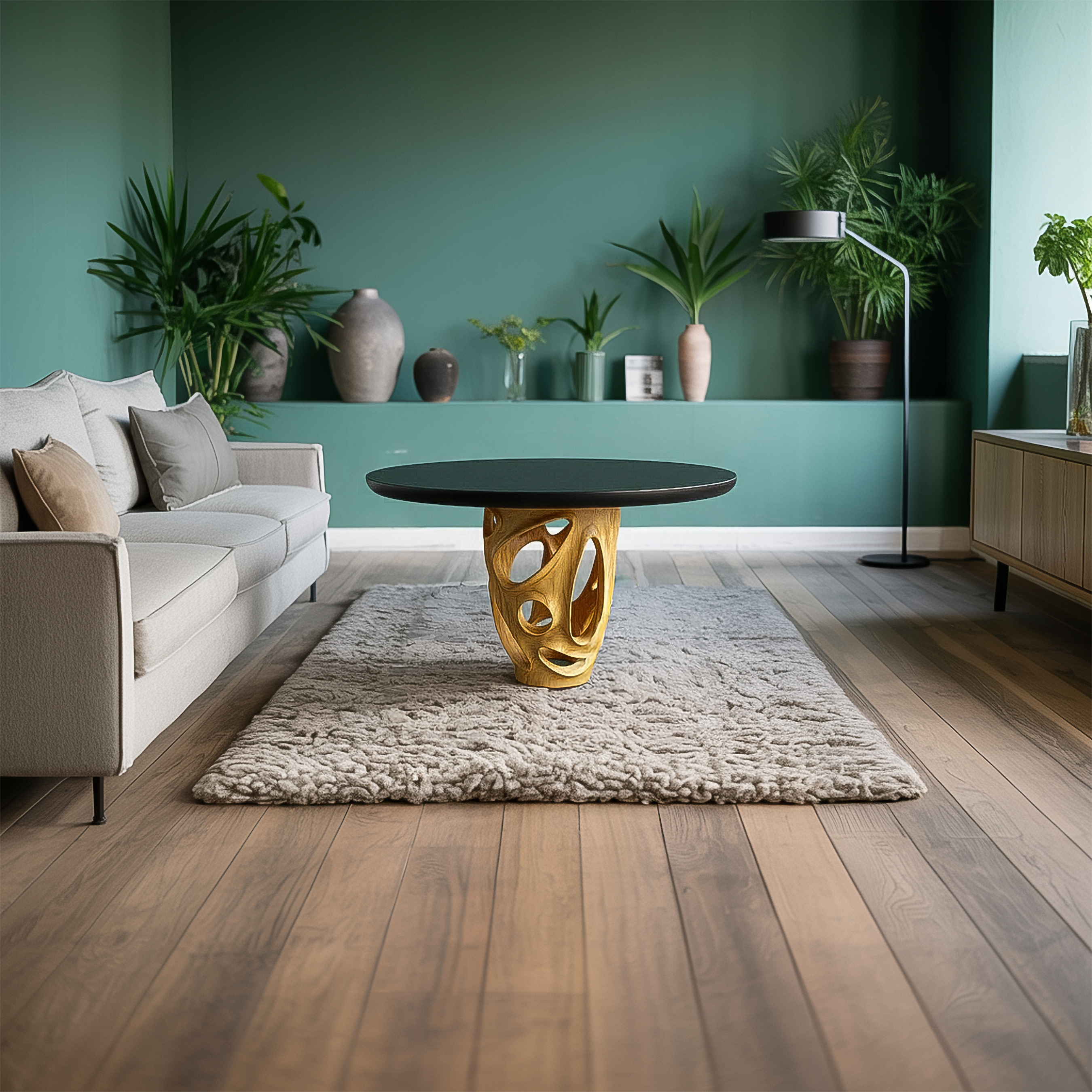 Rustic Solid Wood Round Coffee Table Living Room SINLSACF266