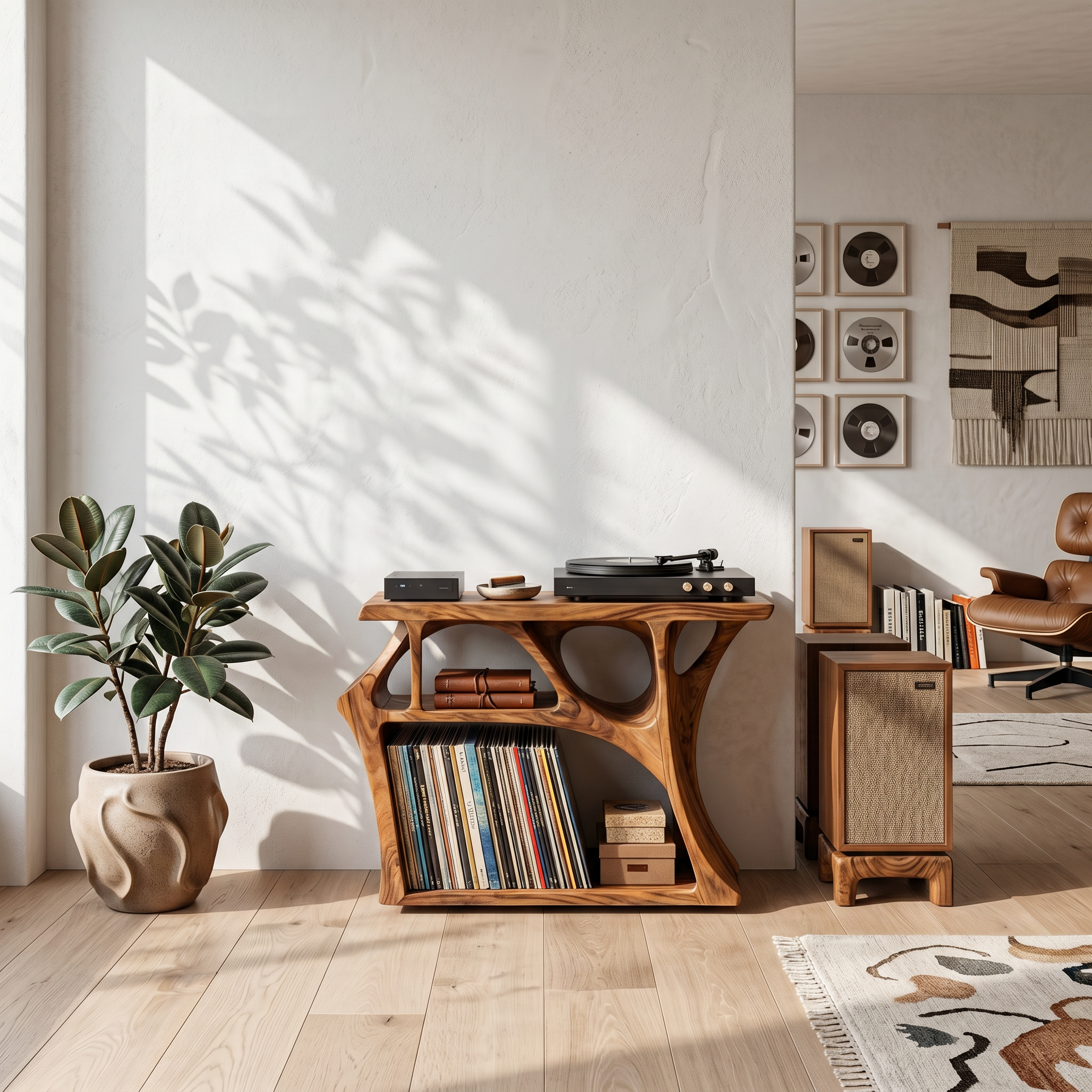 Mid Century Record Stand Living Room Decor Essential SILDTTNRPT009