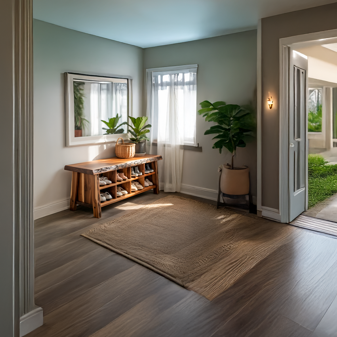 Rustic Live Edge Shoe Bench Entryway And Hallway SINLSASB073