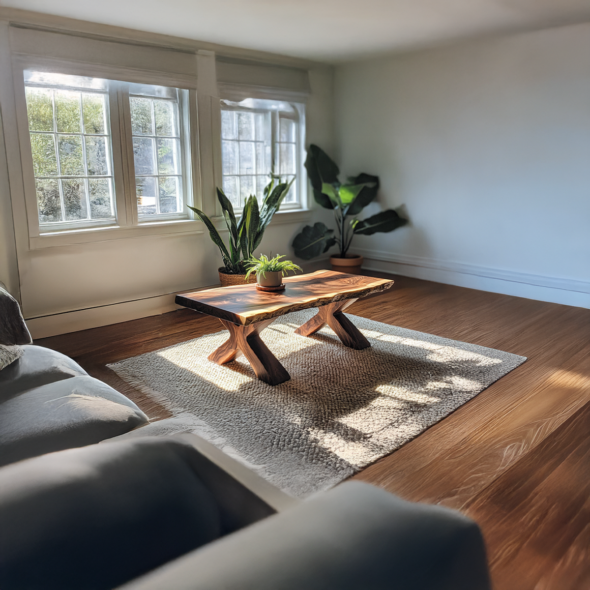 Rustic Live Edge Coffee Table Natural Wood Living Room Family Room SINLSACF184