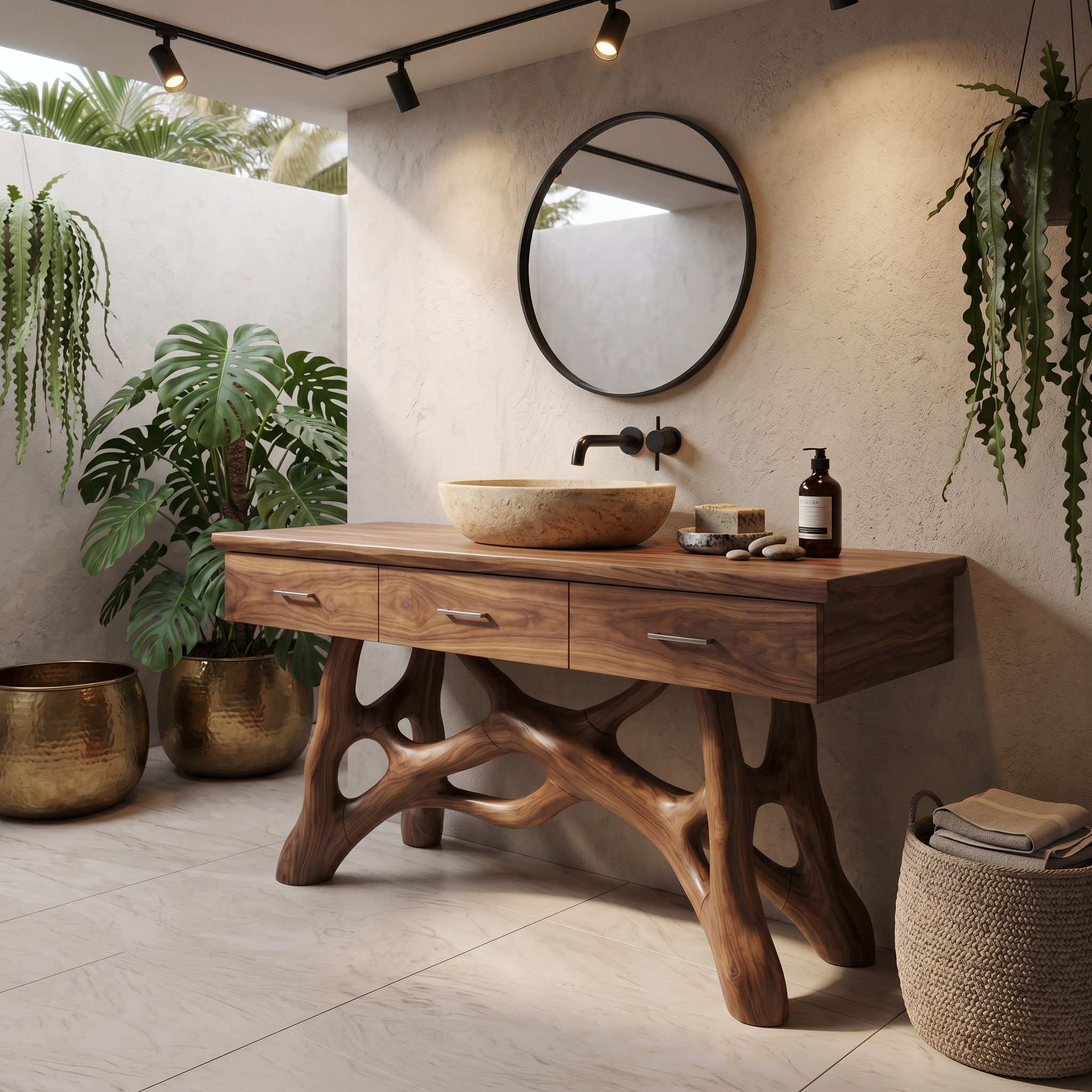 Natural Wood Sink Vanity With Drawers Master Bathroom SILDTTRBRV150