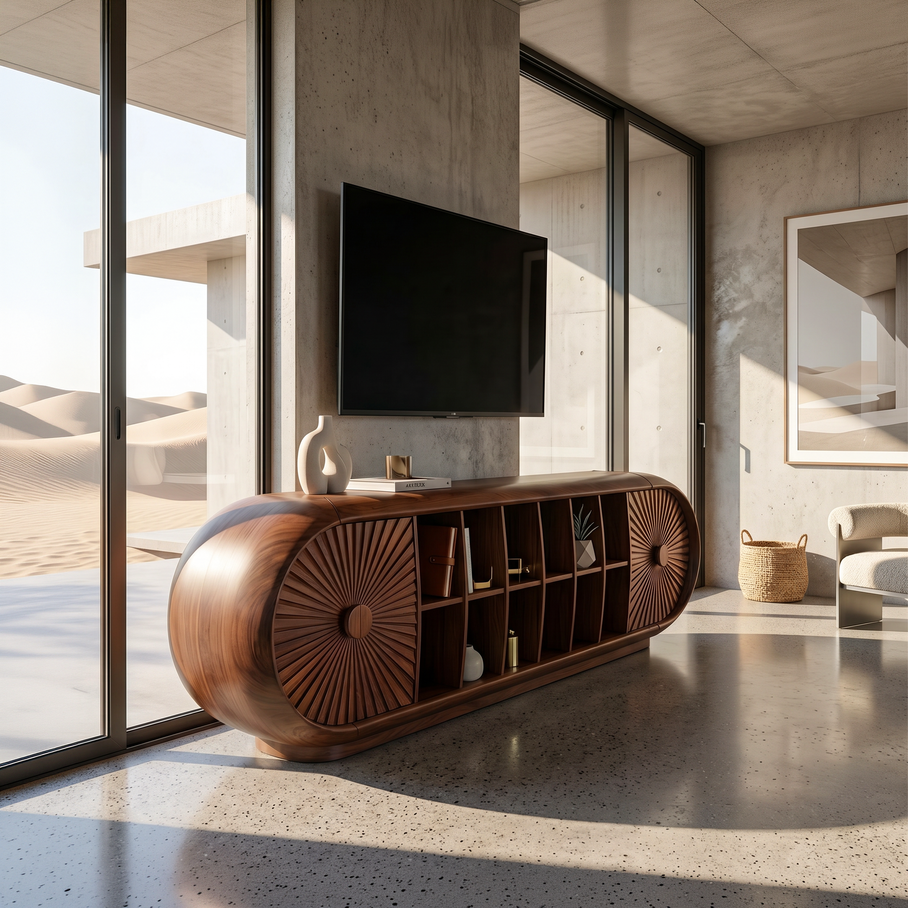 Scandinavian Organic TV Cabinet For Coastal Interior Space SILDTTNTVC151
