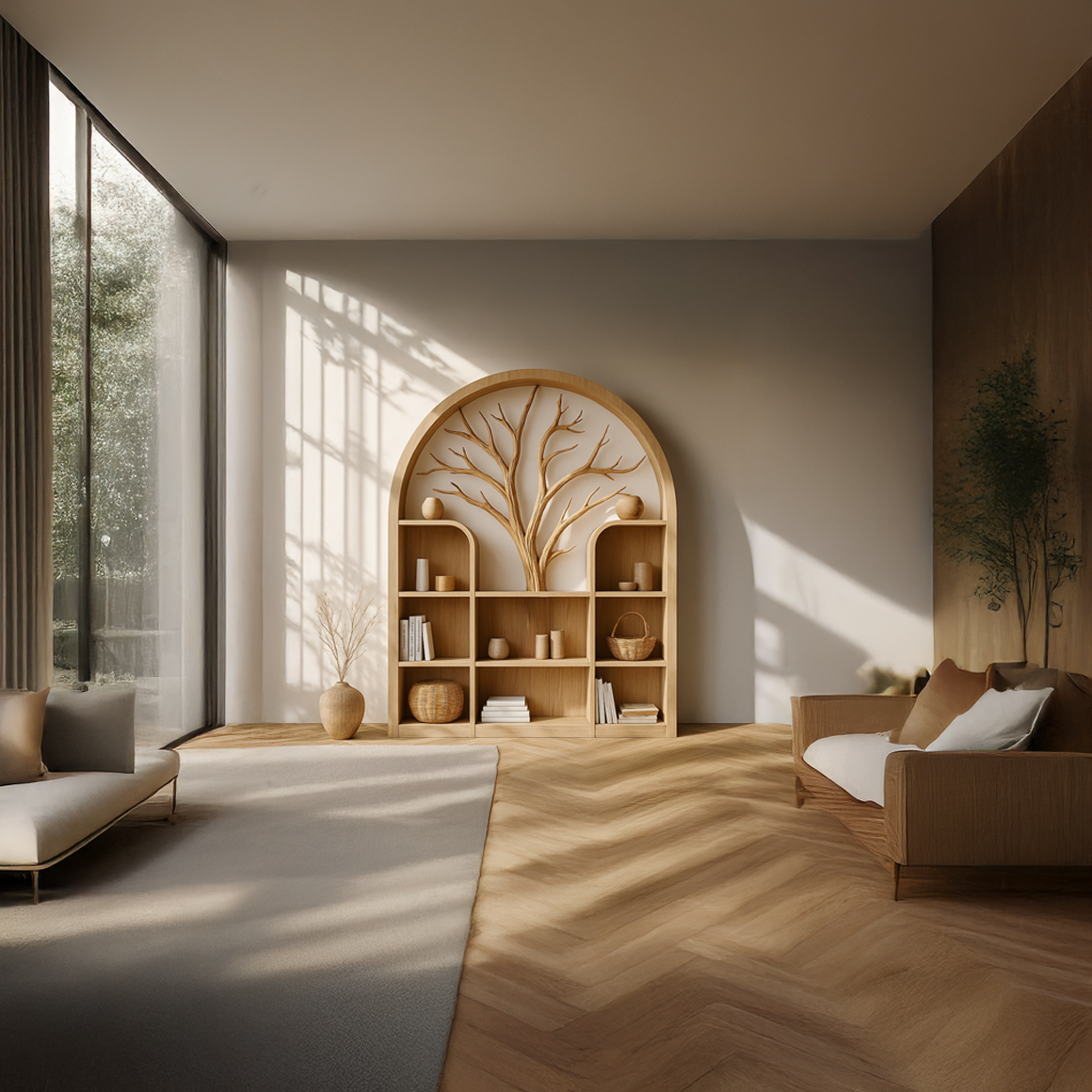 Scandinavian Rustic Tree Inspired Storage Cabinet Living Room SINLSASC239