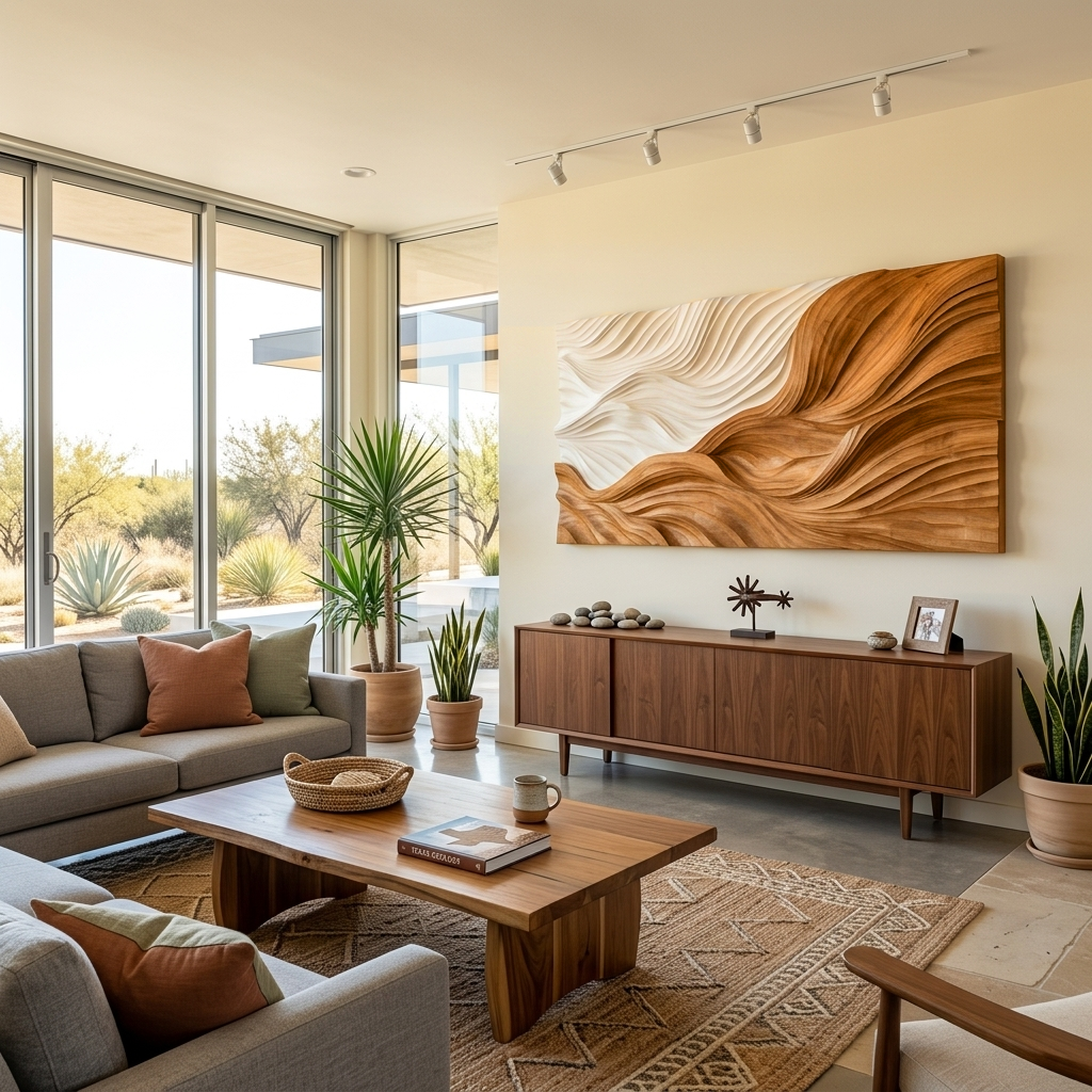 Modern Wooden Wall Art With Carved Wave For Home Decor RTTHTTWA126