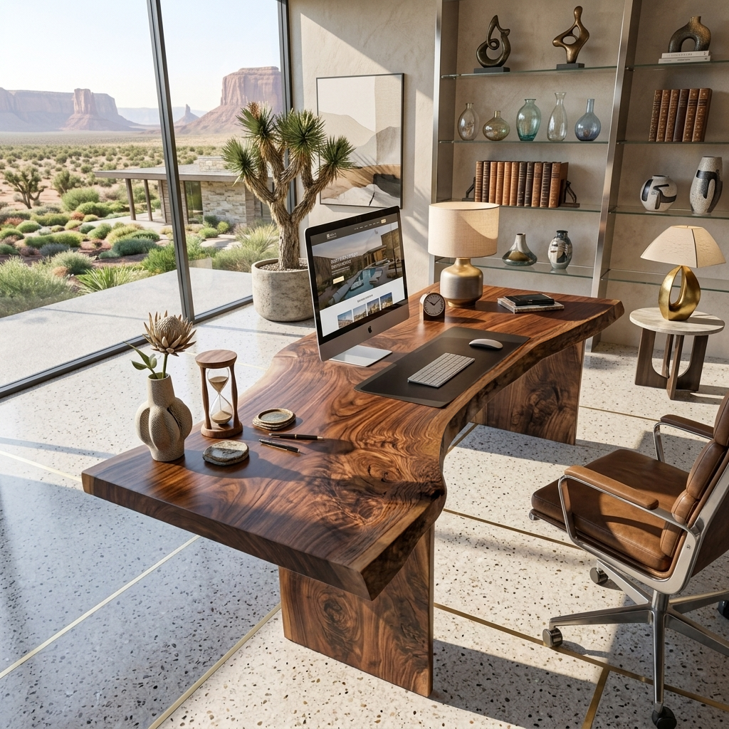 Modern Organic Curved Office Desk For Executive Or Creative Workspace SITHTTDE026