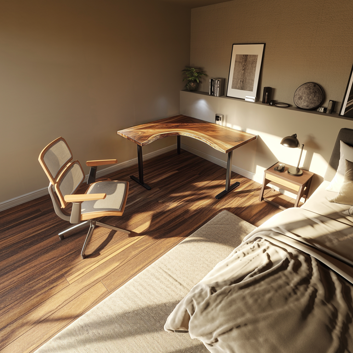 Rustic Natural Corner Work Desk Study Room And Reading Room SINLSADK075