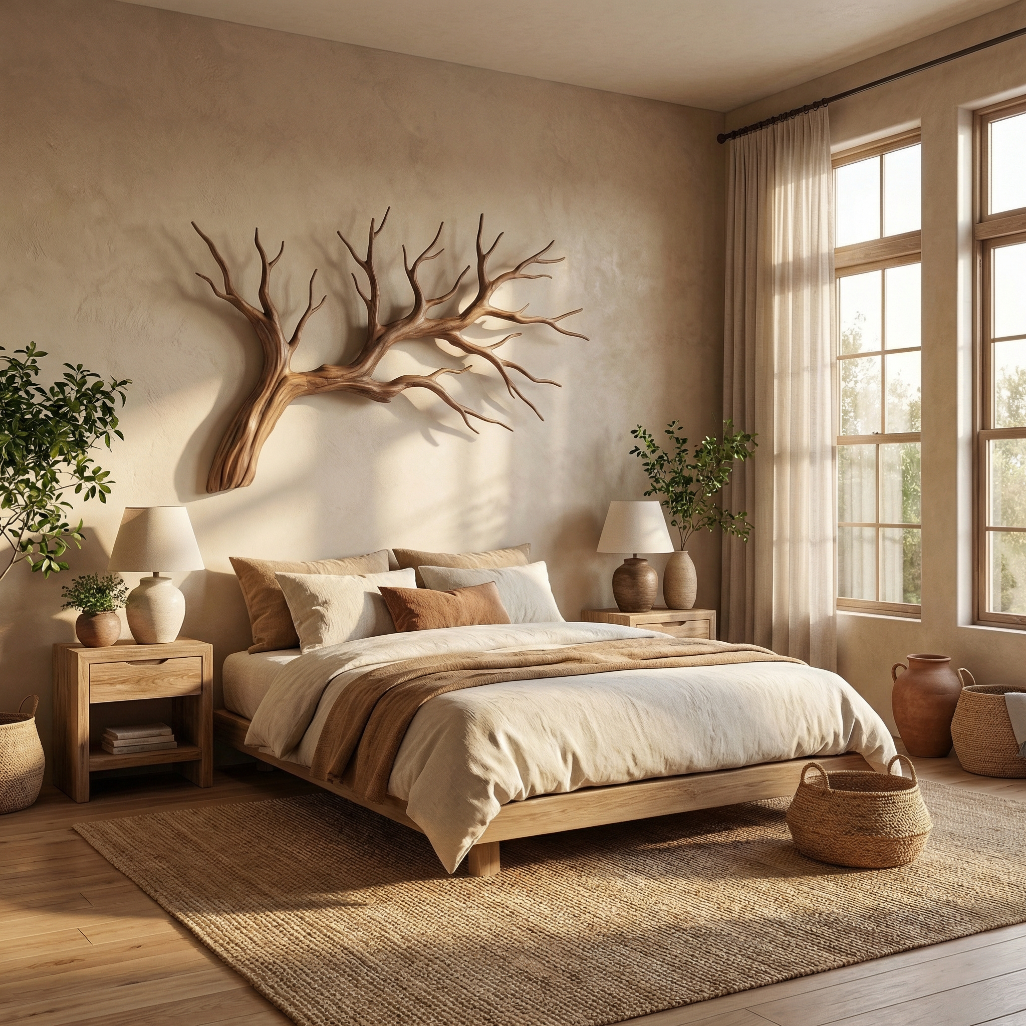Organic Tree Branch Wooden Wall Decor For Bedroom Wall Art And Interior Decor SINLSAWD035