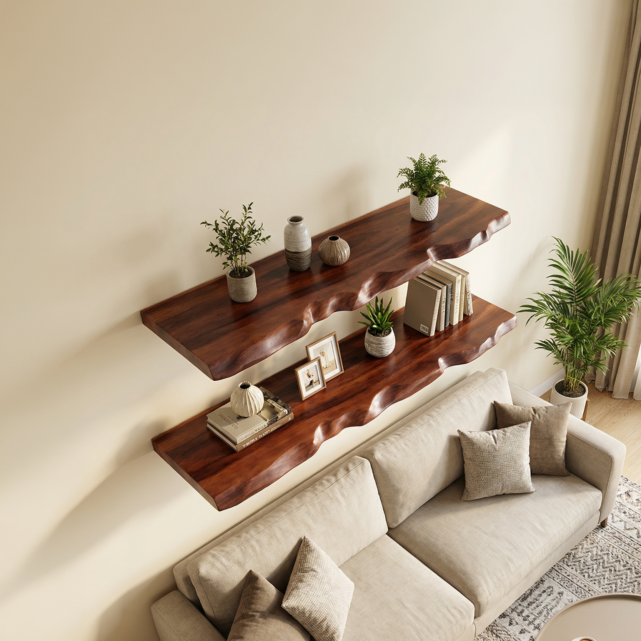 Modern Wooden Floating Shelf For Living Room Wall Display And Home Decor SINLSAFL512